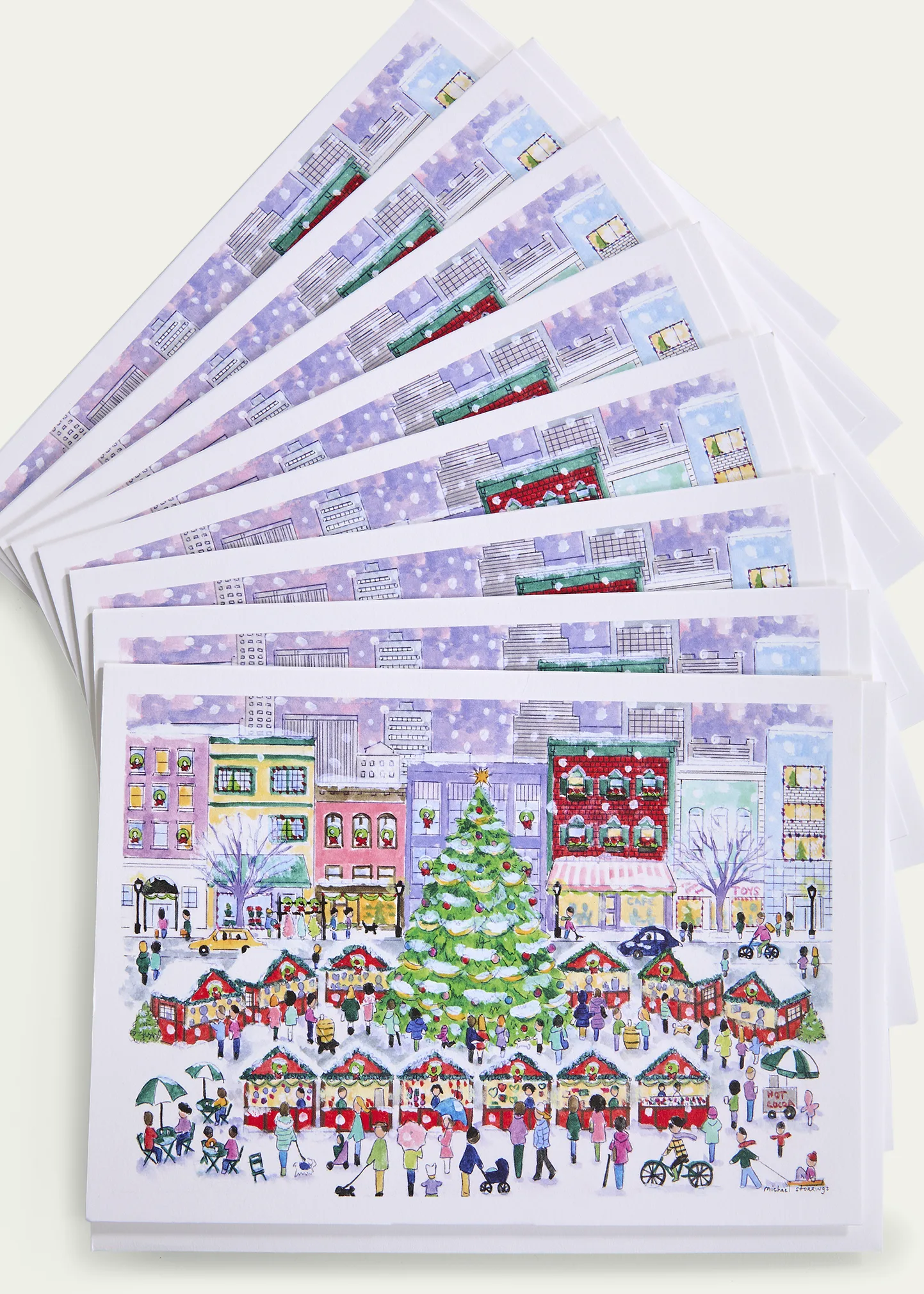 Christmas Market in the City Note Cards, Set of 8