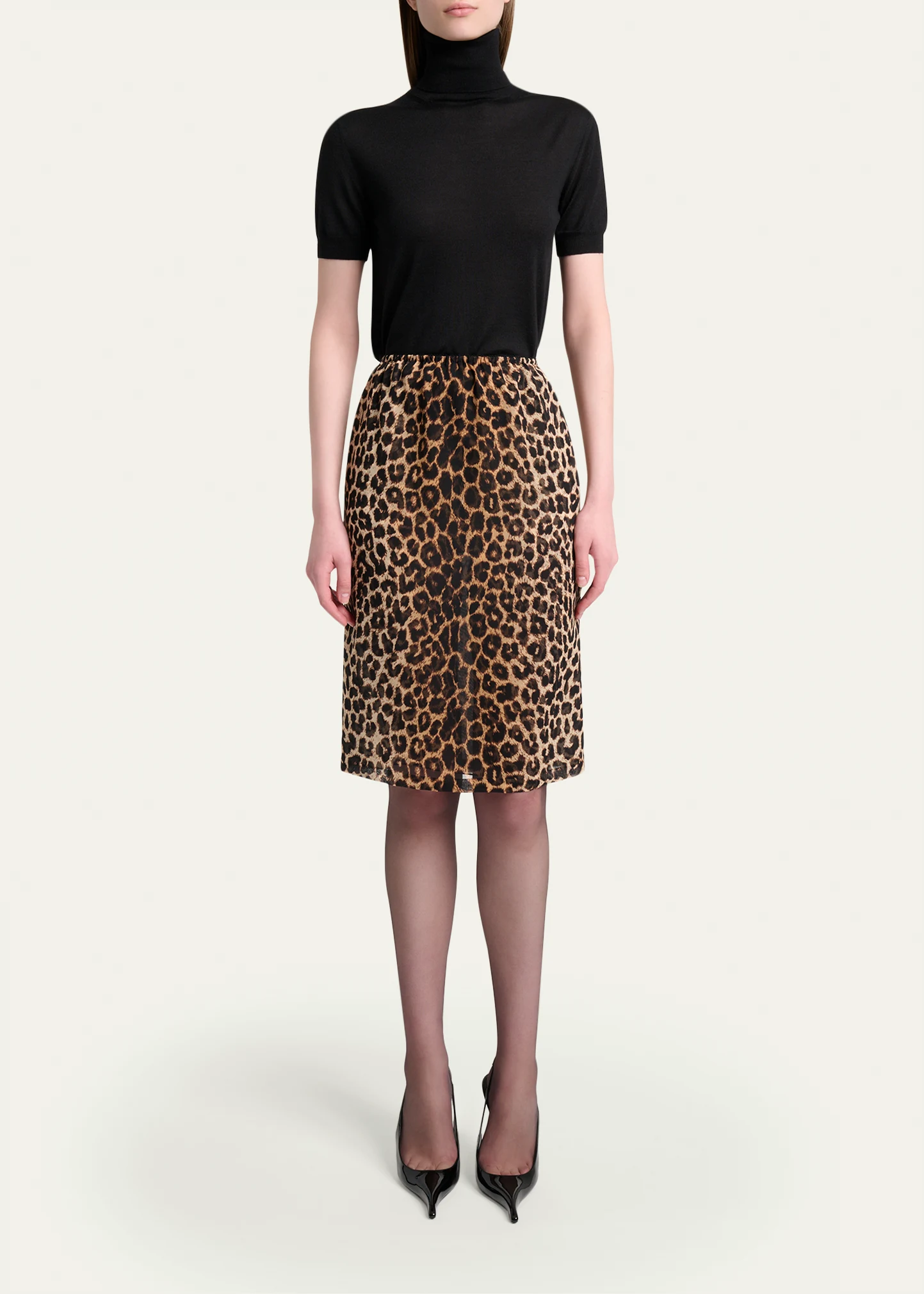 Leopard Silk Georgette Pencil Skirt 2 Leopard Silk Georgette Pencil Skirt
