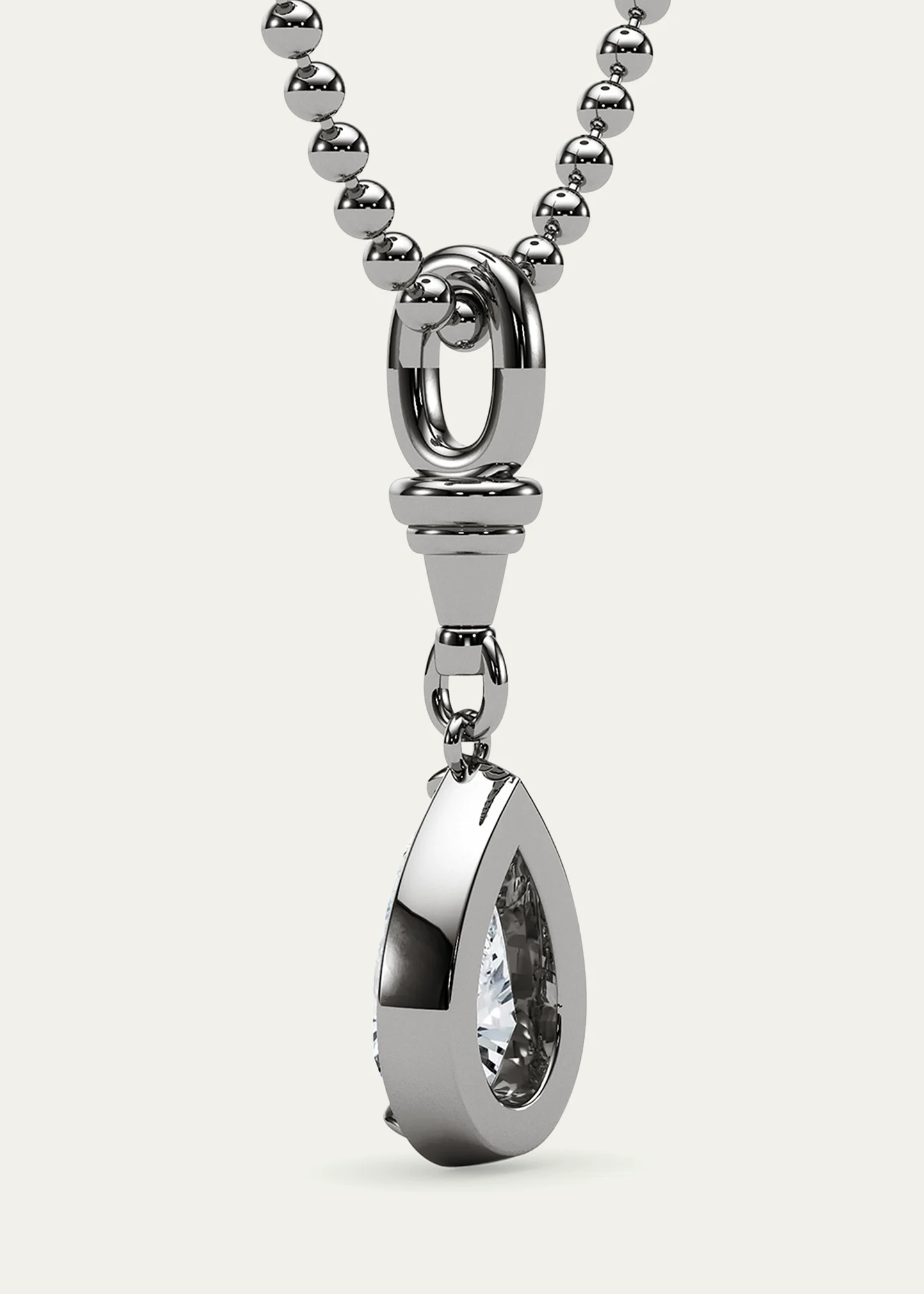 18K Ball and Chain Pear Shape Lab Grown Diamond Pendant Necklace, 2.0tcw 11 18K Ball and Chain Pear Shape Lab Grown Diamond Pendant Necklace, 2.0tcw