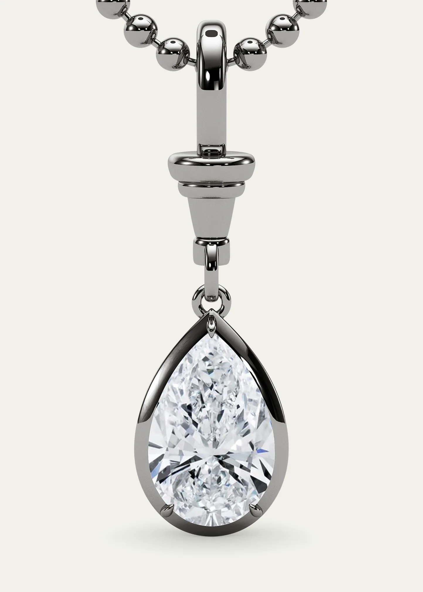 18K Ball and Chain Pear Shape Lab Grown Diamond Pendant Necklace, 2.0tcw 4 18K Ball and Chain Pear Shape Lab Grown Diamond Pendant Necklace, 2.0tcw