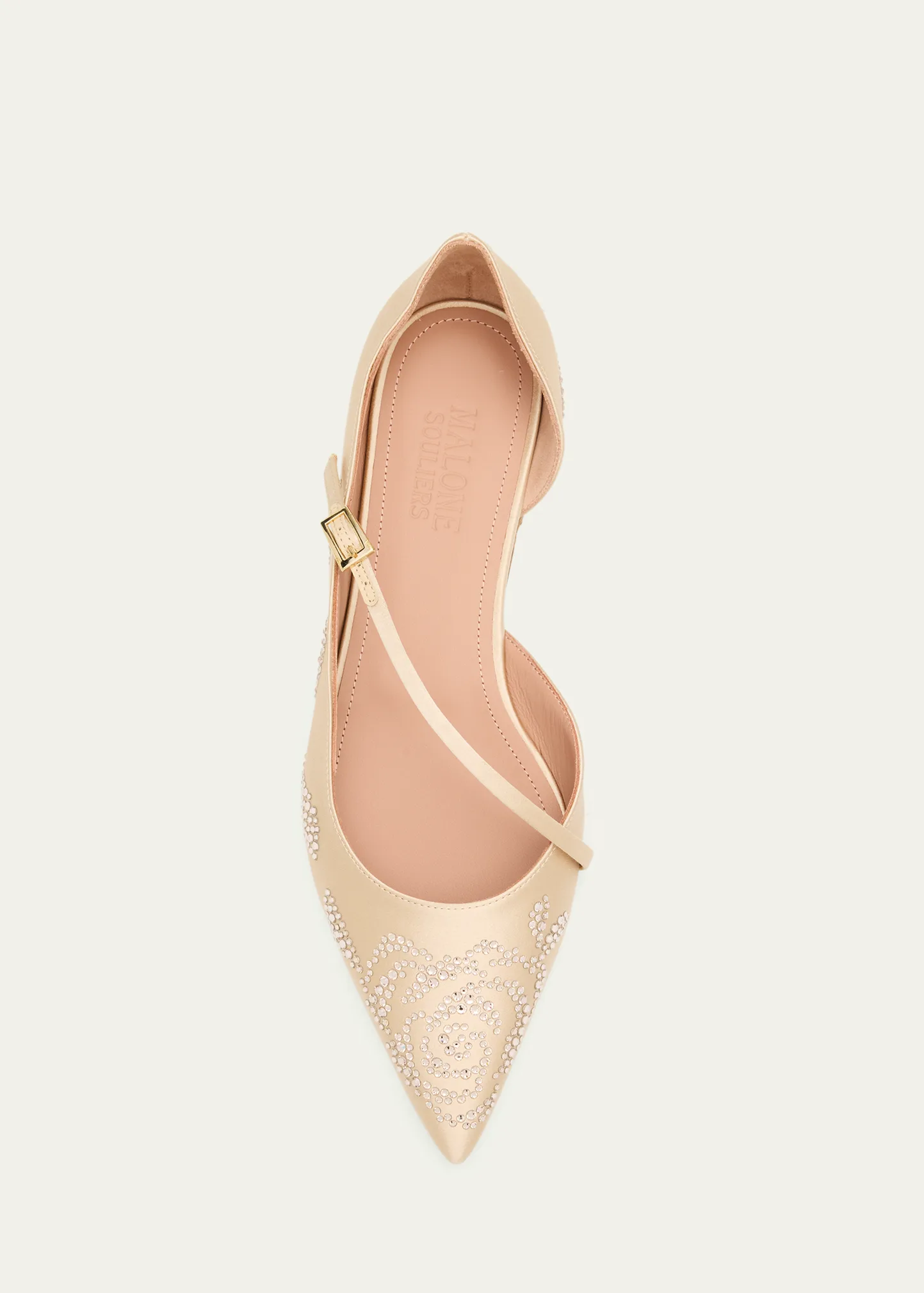 Bettina Embellished Satin Cross-Strap Ballerina Flats