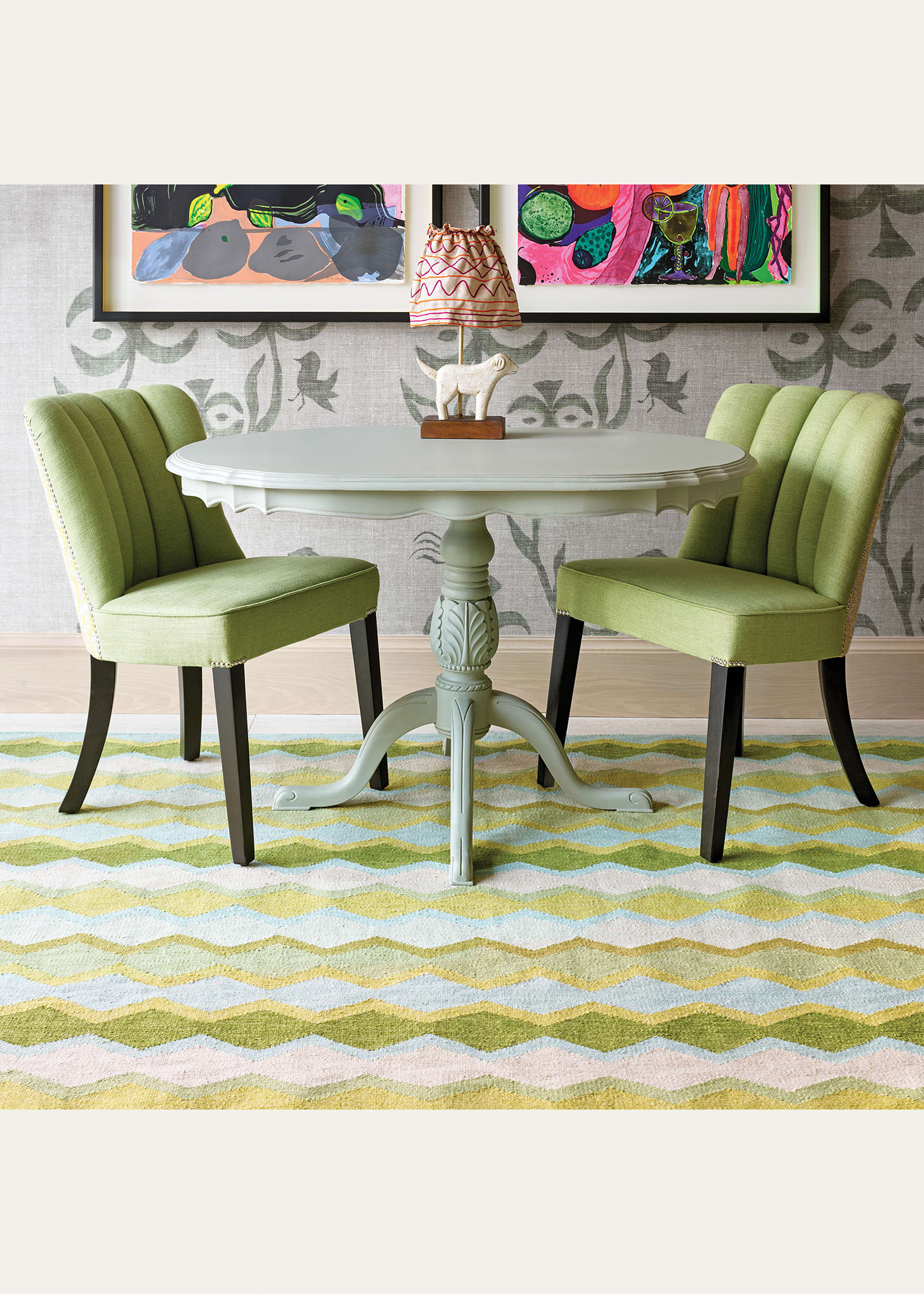 x Kit Kemp Safety Net Green Handwoven Indoor/Outdoor Rug, 5' x 8'