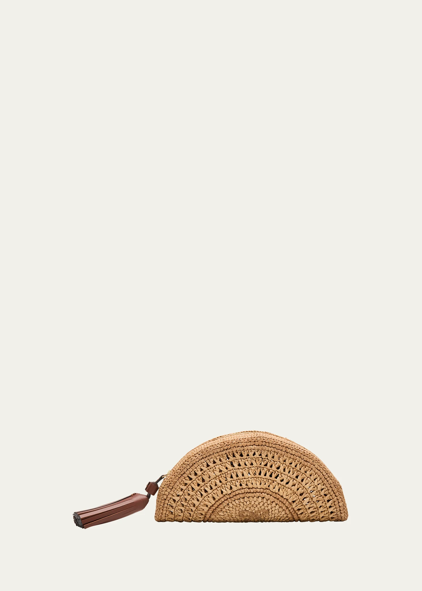 Half Moon Raffia Bow Clutch Bag