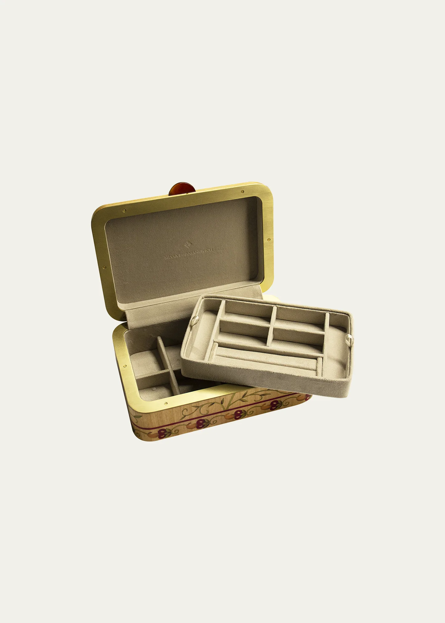 Silk Road Marquetry Box With Venetian Brocade Fabric