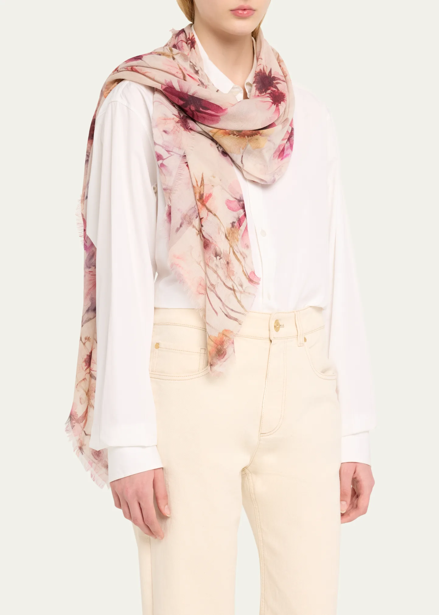 Floral Wool Square Scarf