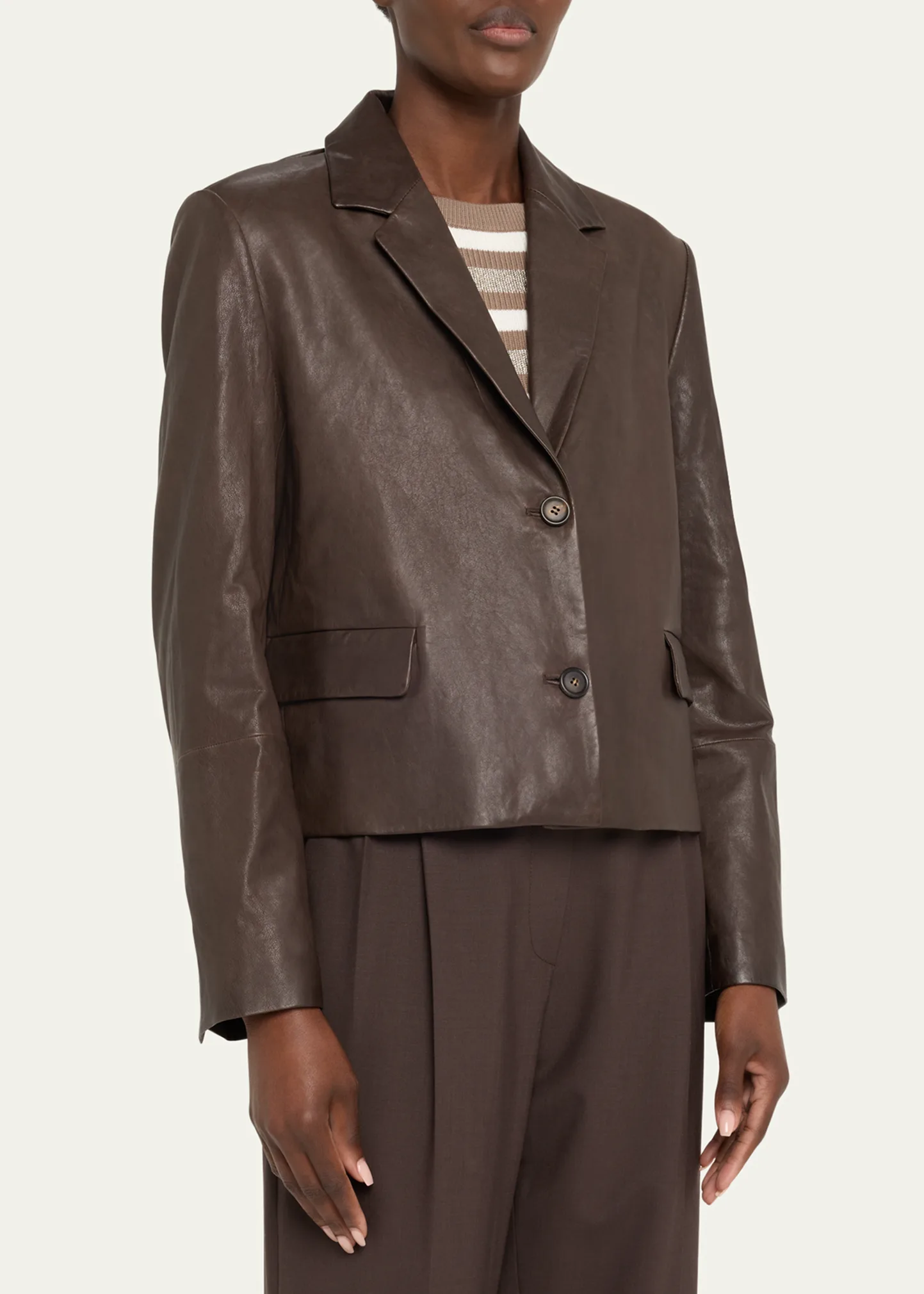 Vintage Nappa Leather Cropped Blazer