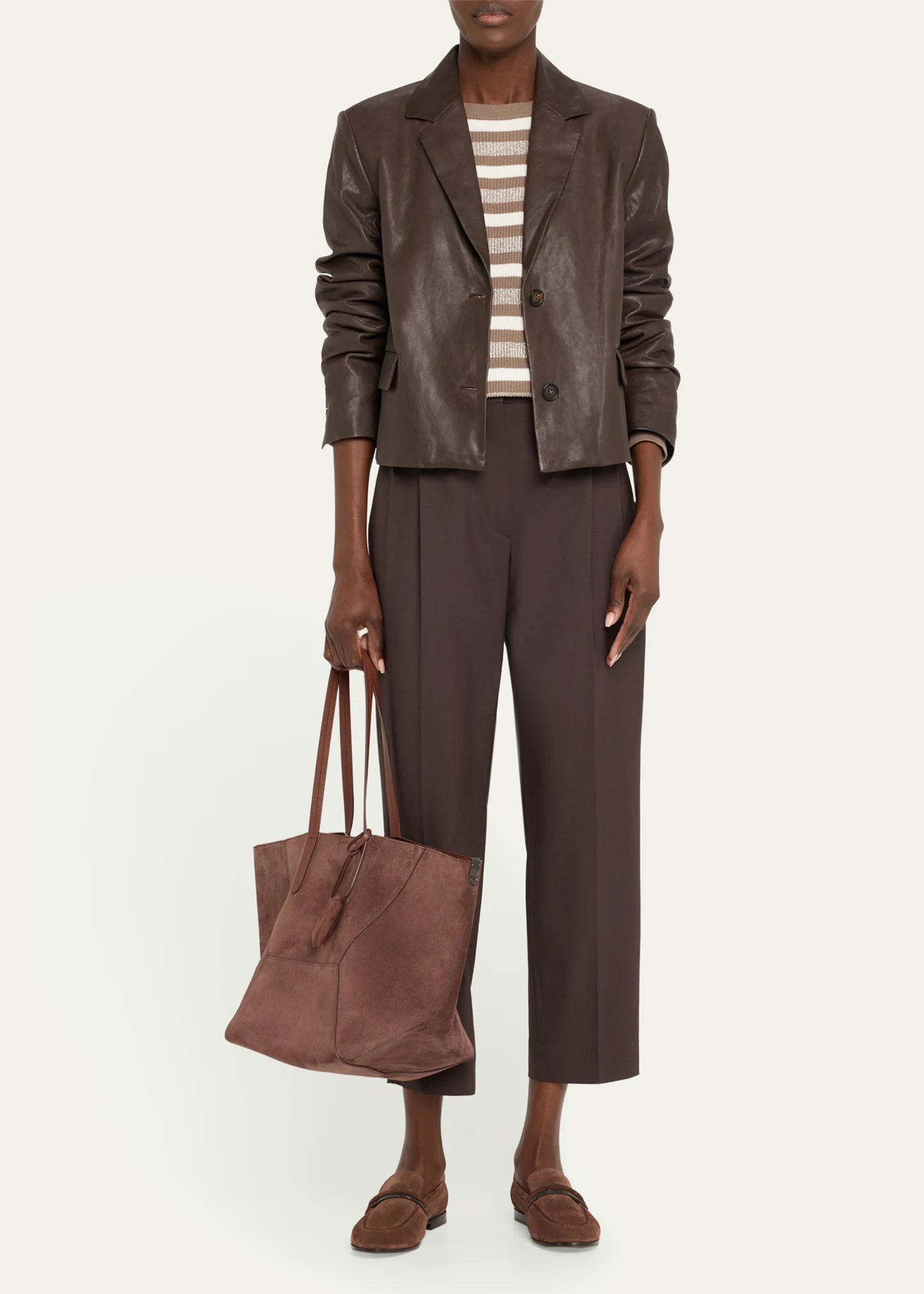 Vintage Nappa Leather Cropped Blazer