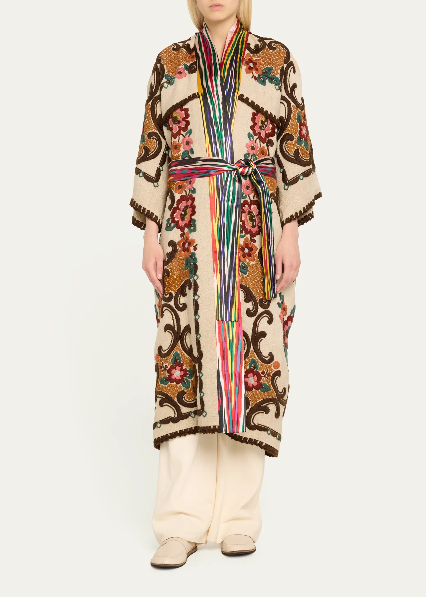 Floral Embroidered Self-Tie Kimono 12 Floral Embroidered Self-Tie Kimono