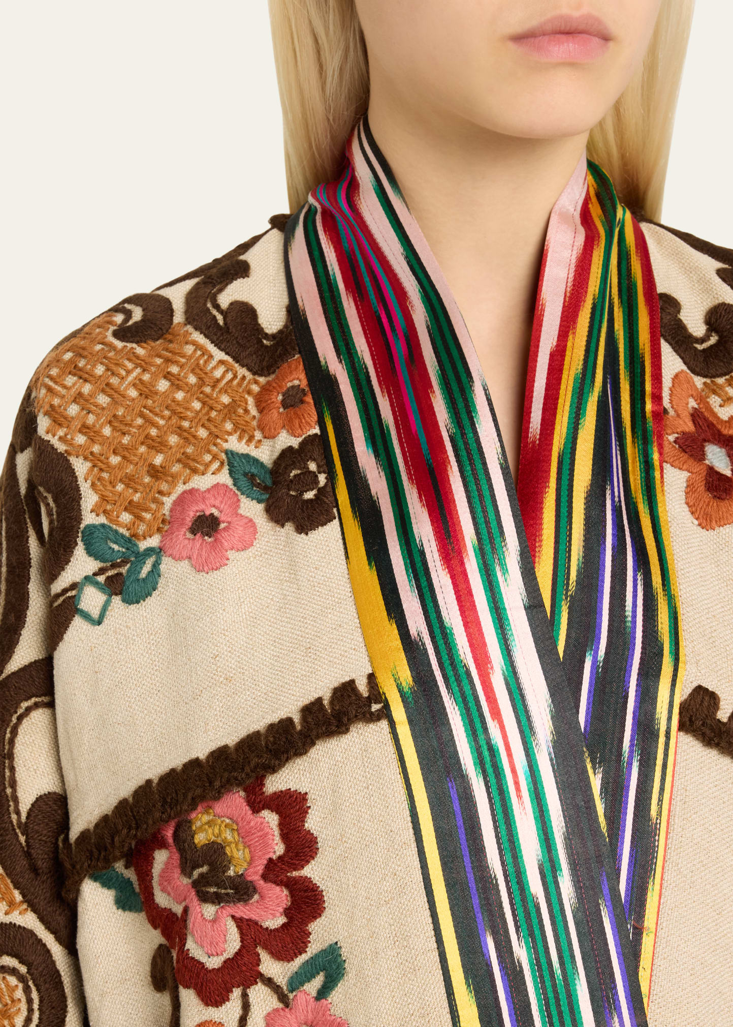 Floral Embroidered Self-Tie Kimono 5 Floral Embroidered Self-Tie Kimono