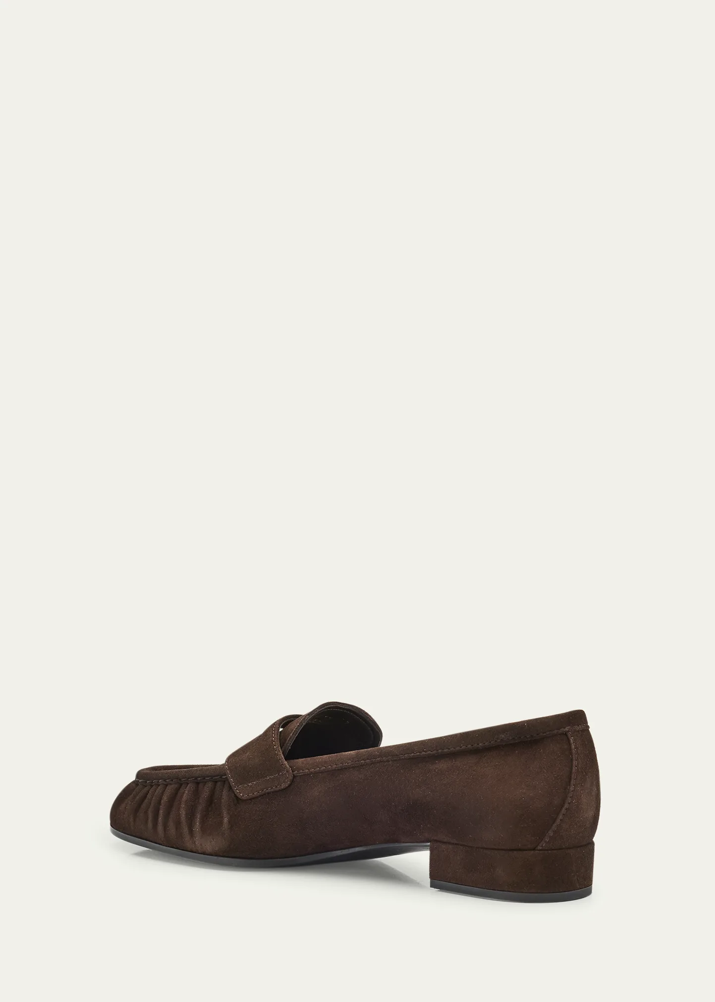 Suede Ruched-Toe Penny Loafers