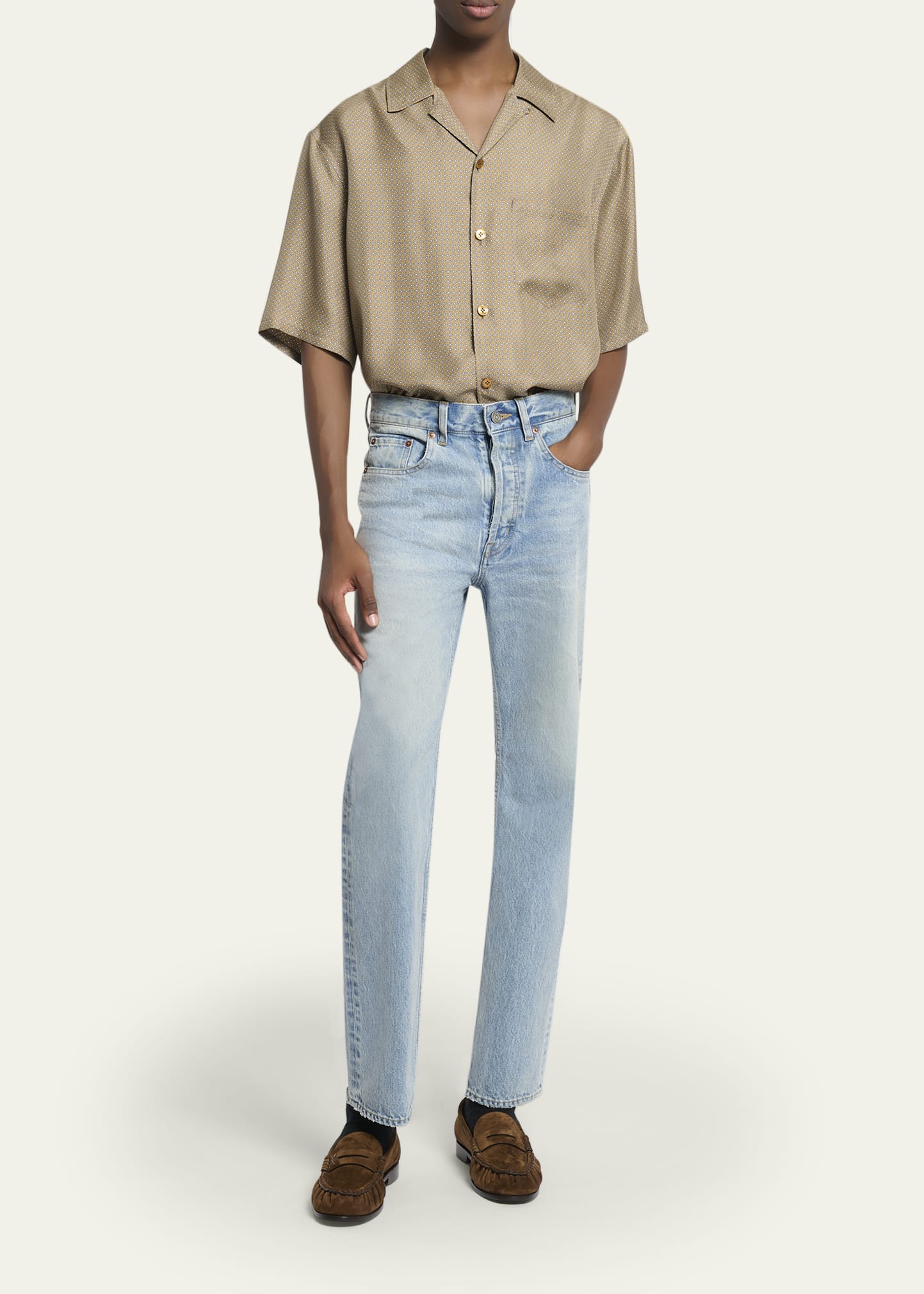 Men's Aged Denim Straight-Leg Jeans 7 Men's Aged Denim Straight-Leg Jeans
