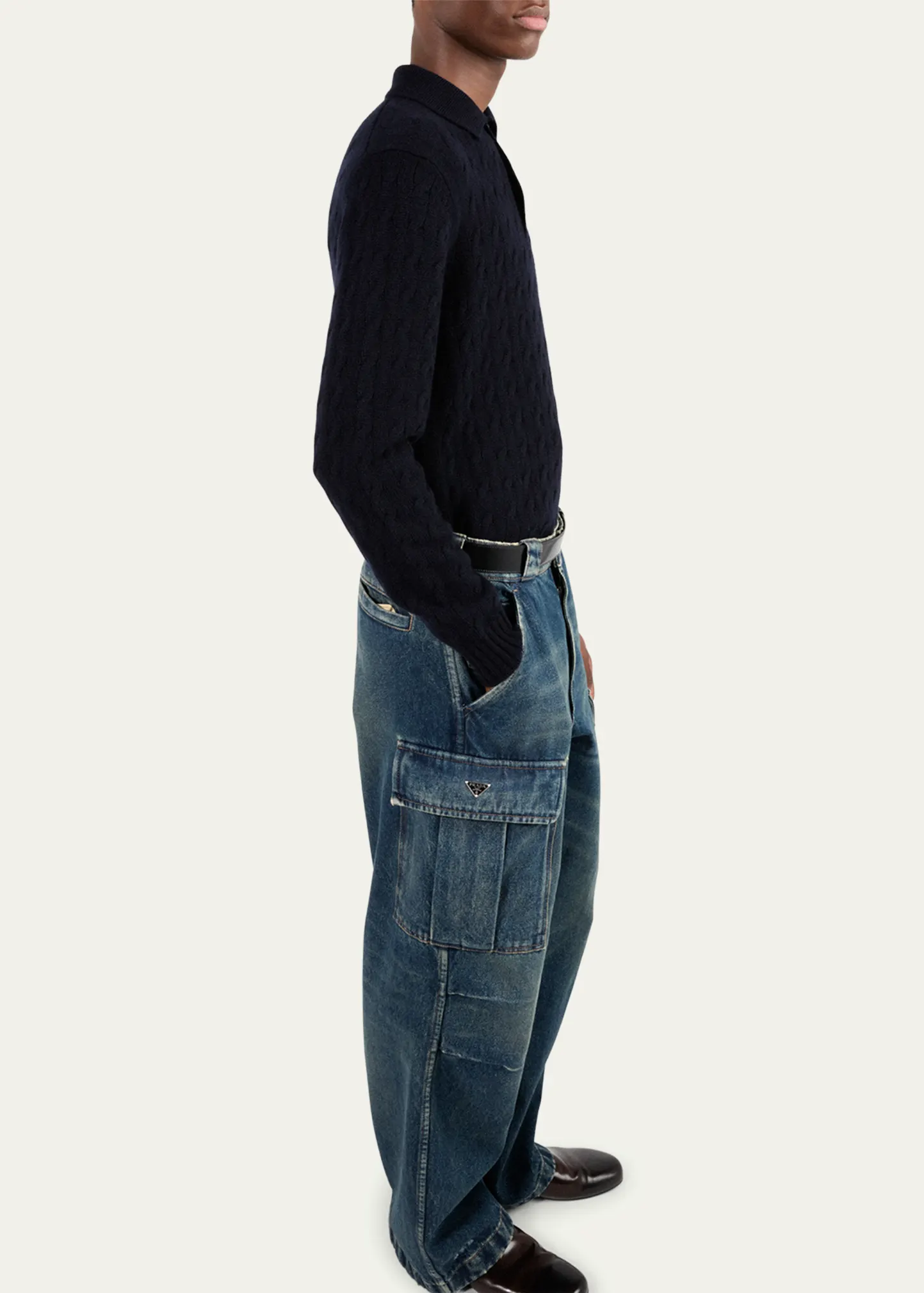 Men's Baggy Denim Cargo Pants