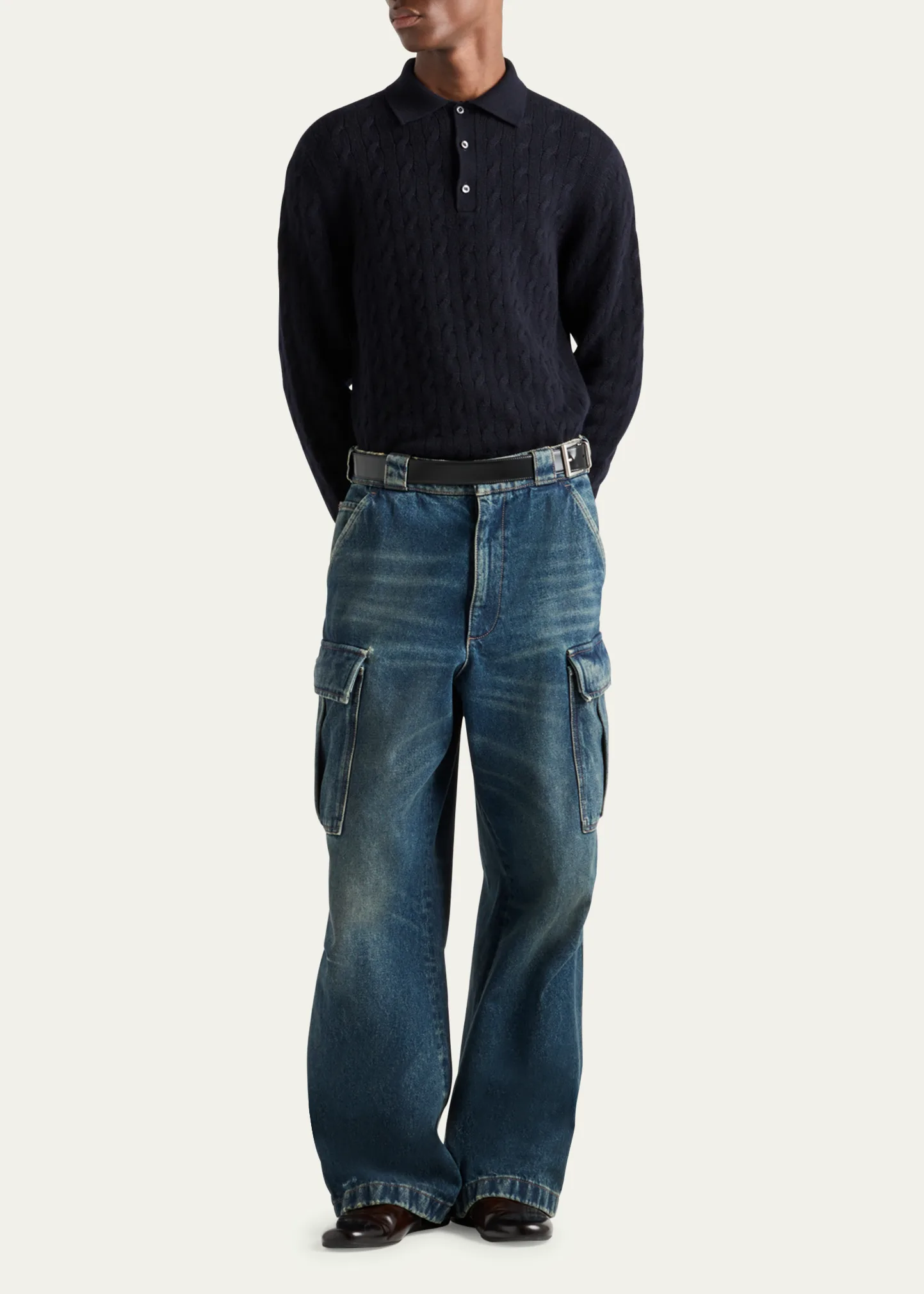 Men's Baggy Denim Cargo Pants