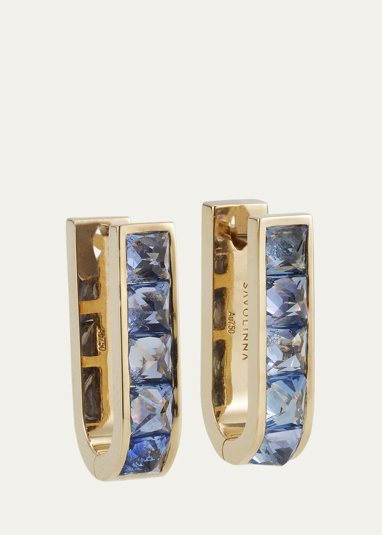 Be Spiked Single Row Sapphire Huggie Hoop Earrings 5 Be Spiked Single Row Sapphire Huggie Hoop Earrings