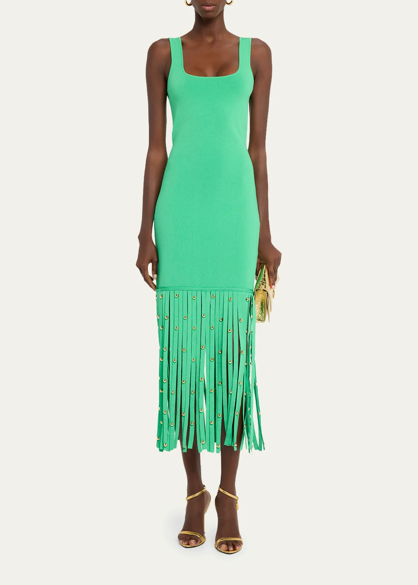 Romelia Fringe Knit Midi Dress