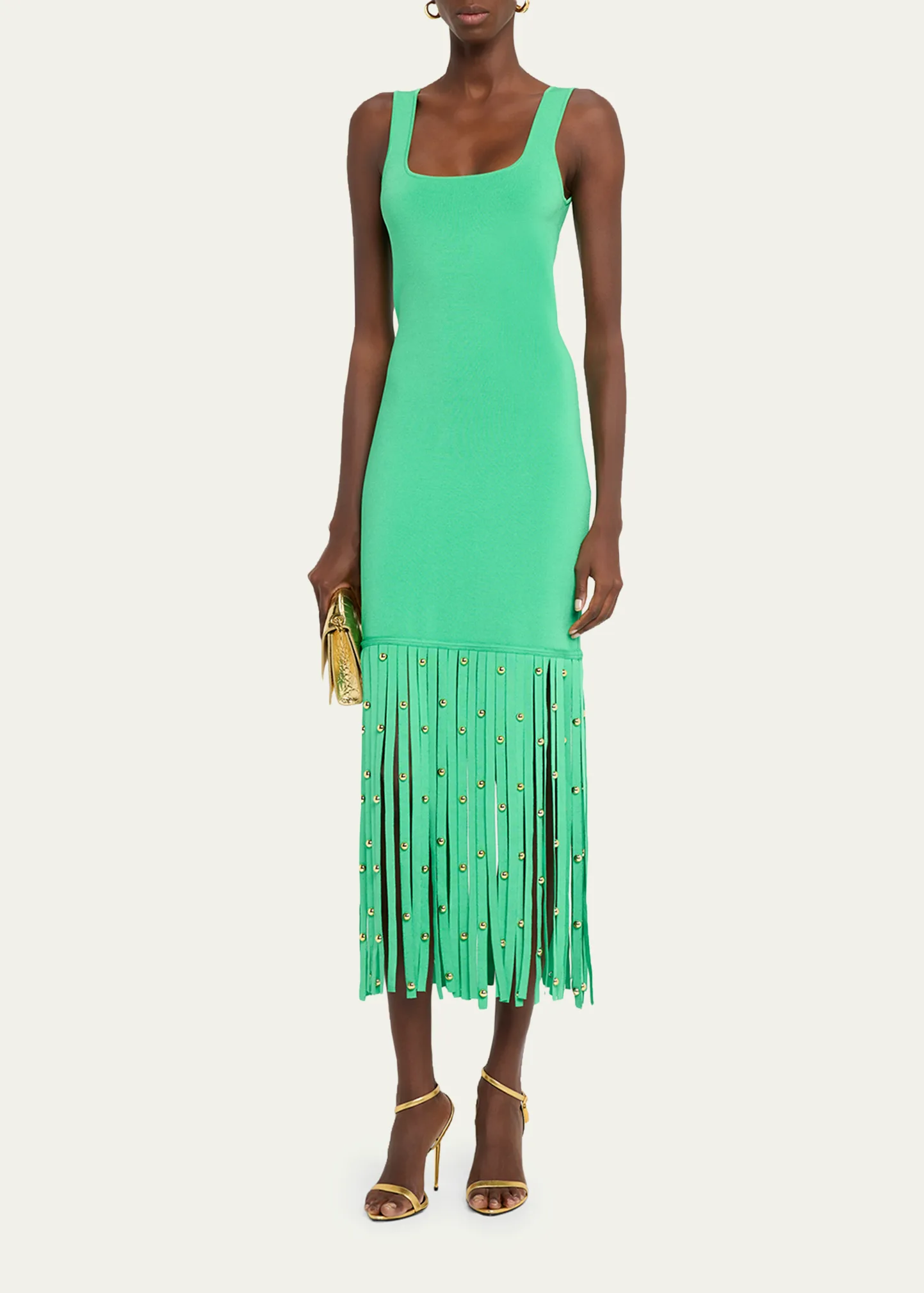 Romelia Fringe Knit Midi Dress