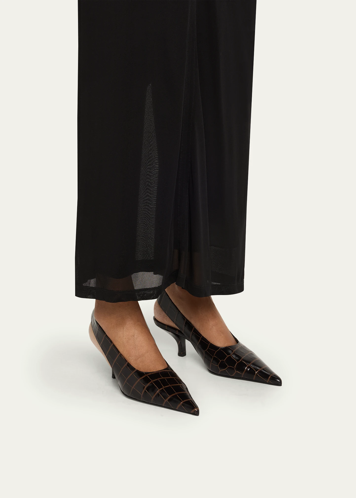Croco-Embossed Leather Slingback Pumps