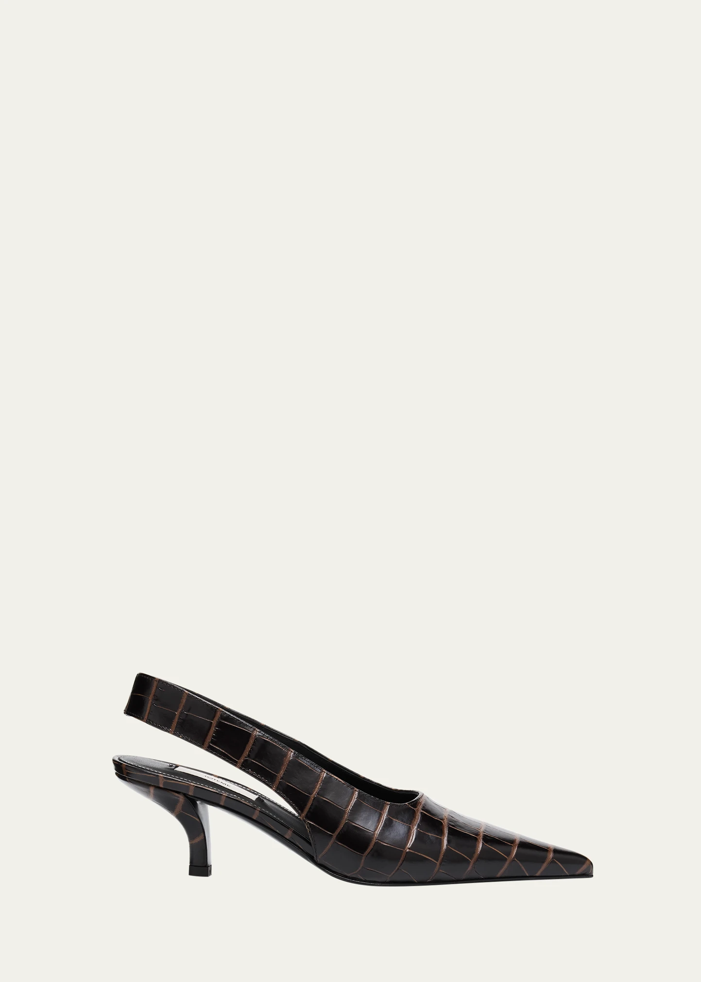 Croco-Embossed Leather Slingback Pumps
