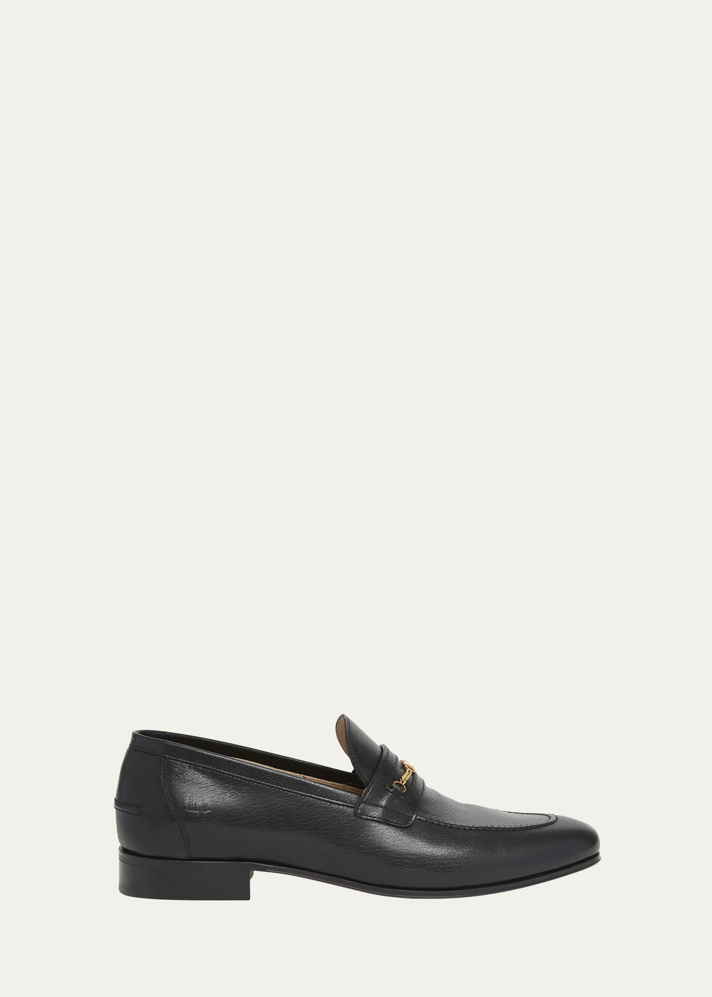 Men's Leather VLogo Chain Bit Loafers