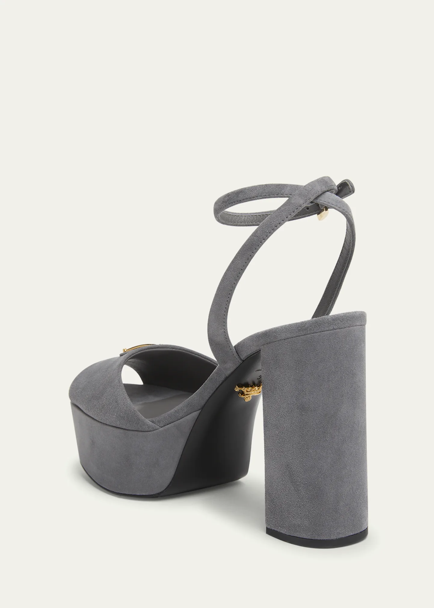 Triangle Logo Suede Ankle-Strap Platform Sandals 10 Triangle Logo Suede Ankle-Strap Platform Sandals