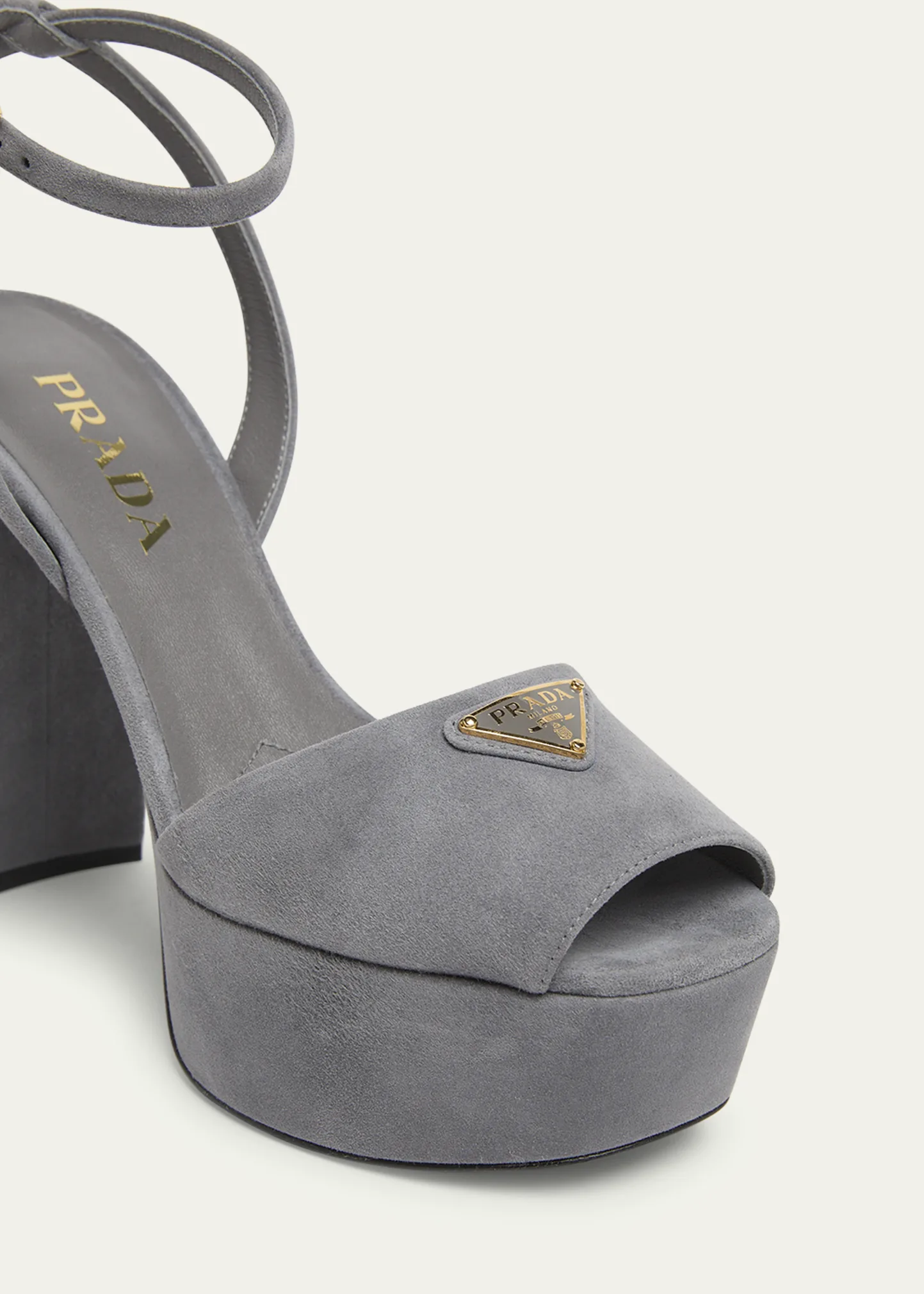 Triangle Logo Suede Ankle-Strap Platform Sandals 11 Triangle Logo Suede Ankle-Strap Platform Sandals
