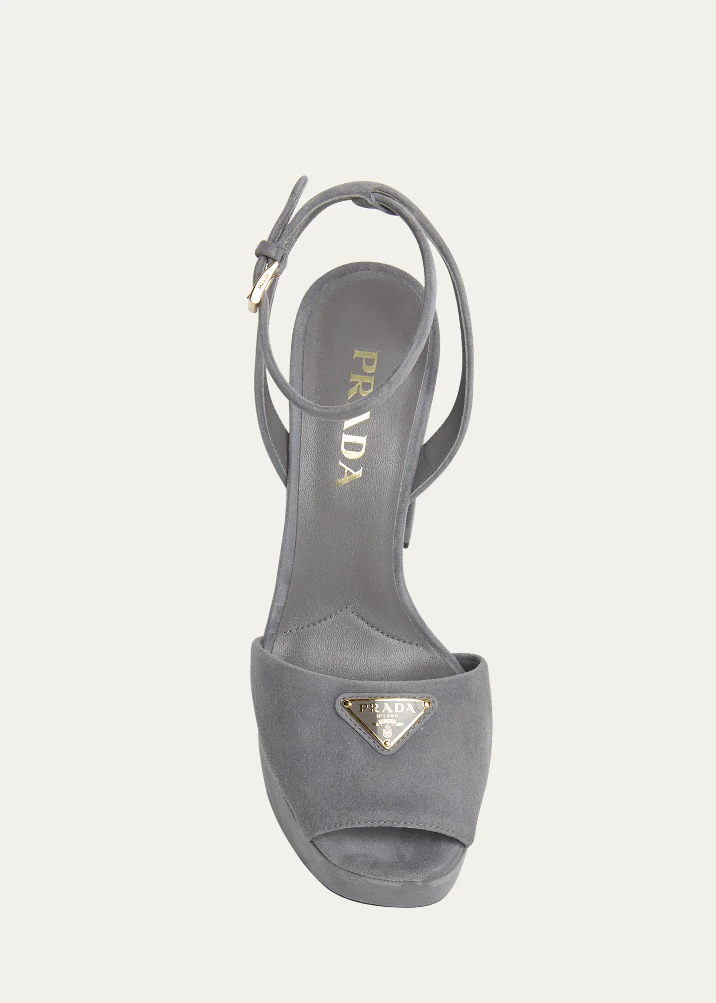 Triangle Logo Suede Ankle-Strap Platform Sandals 8 Triangle Logo Suede Ankle-Strap Platform Sandals