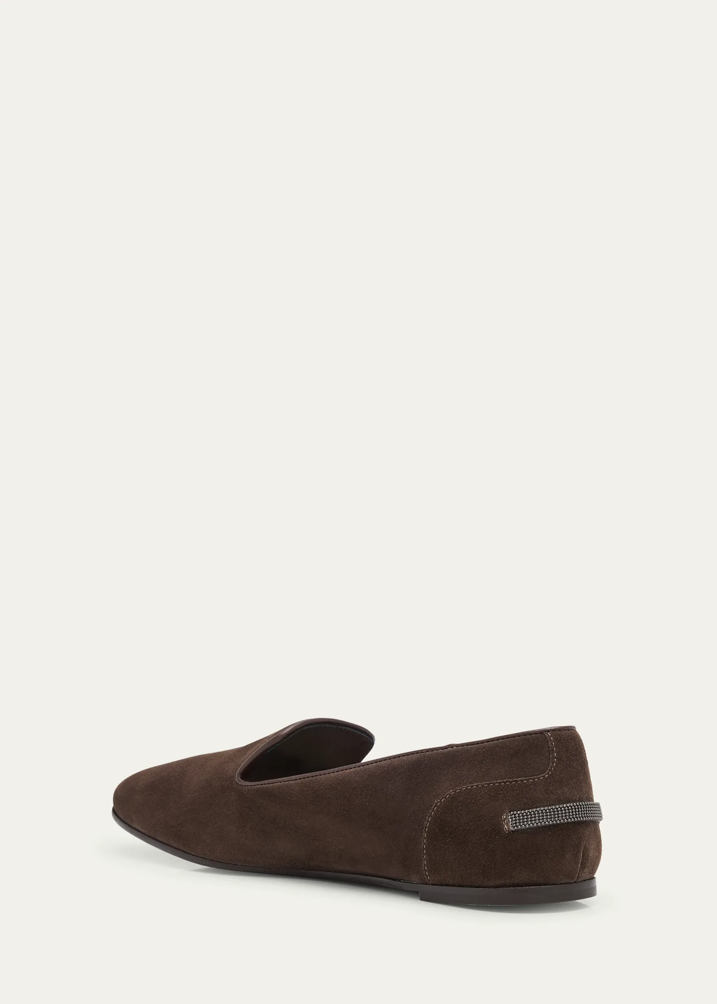 Monili Detail Suede Slippers