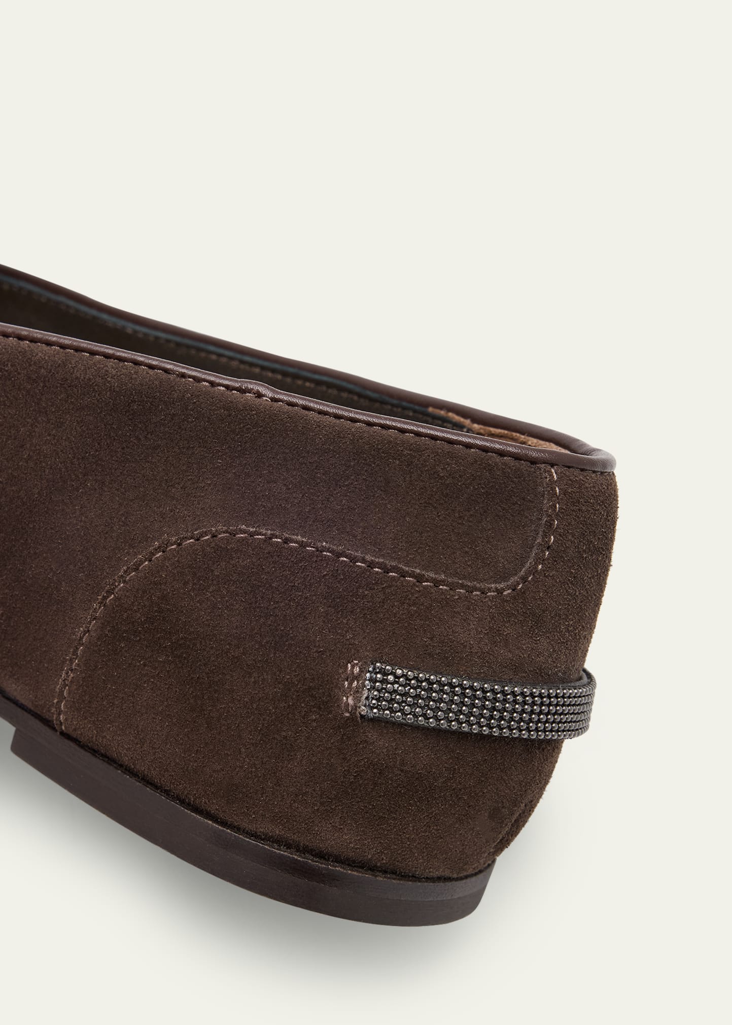 Monili Detail Suede Slippers
