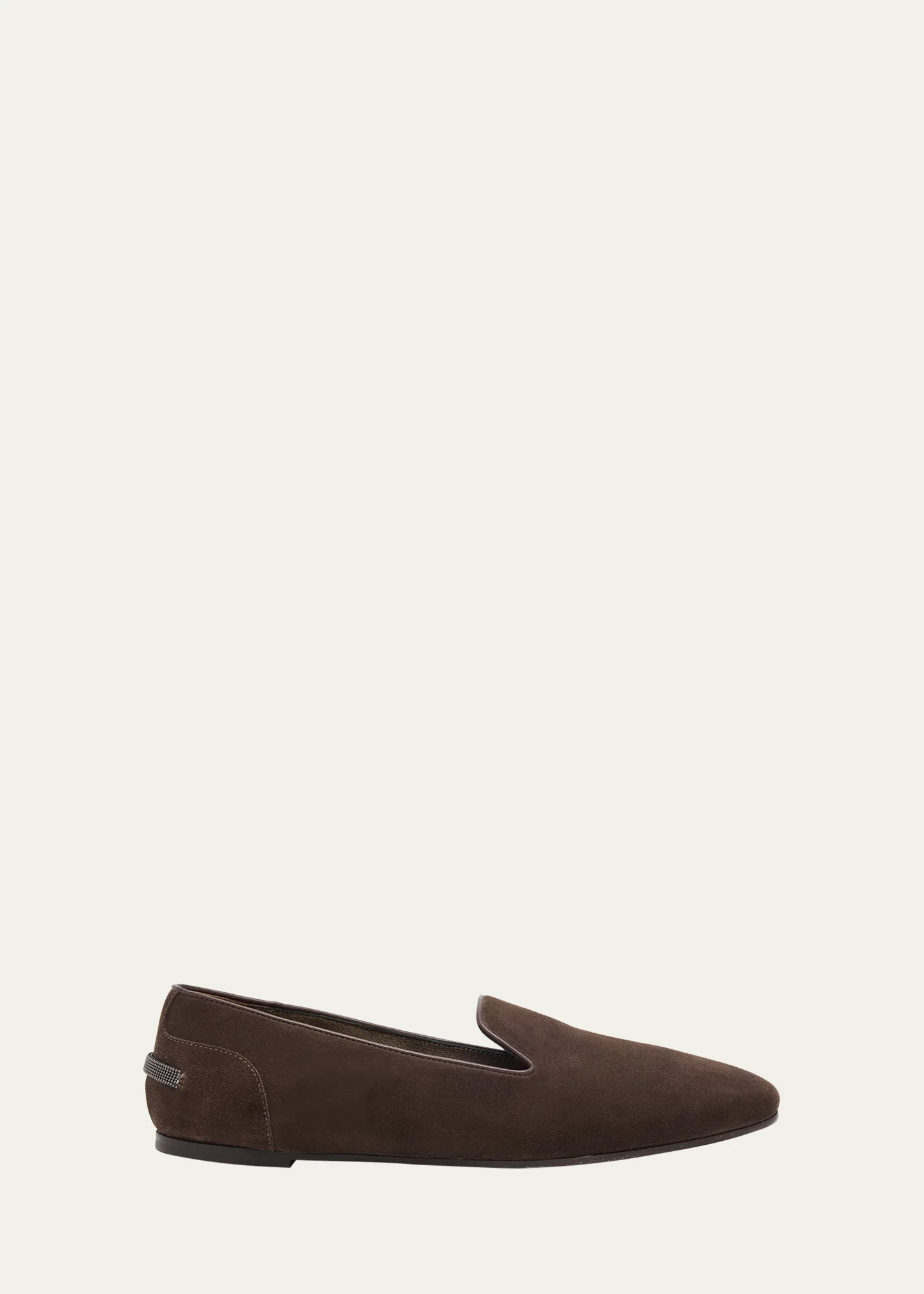 Monili Detail Suede Slippers