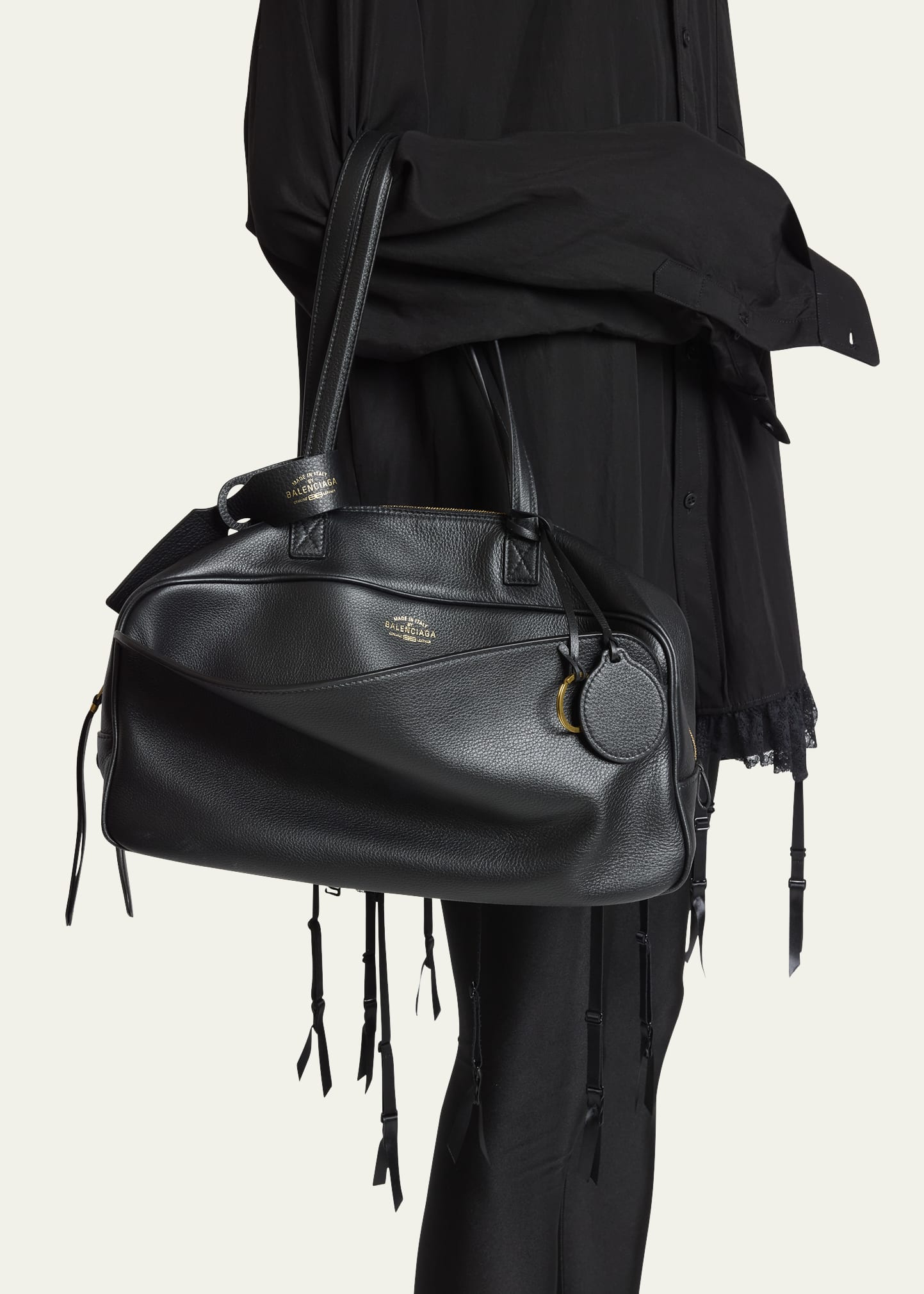 Medium Zip Leather Shoulder Bag