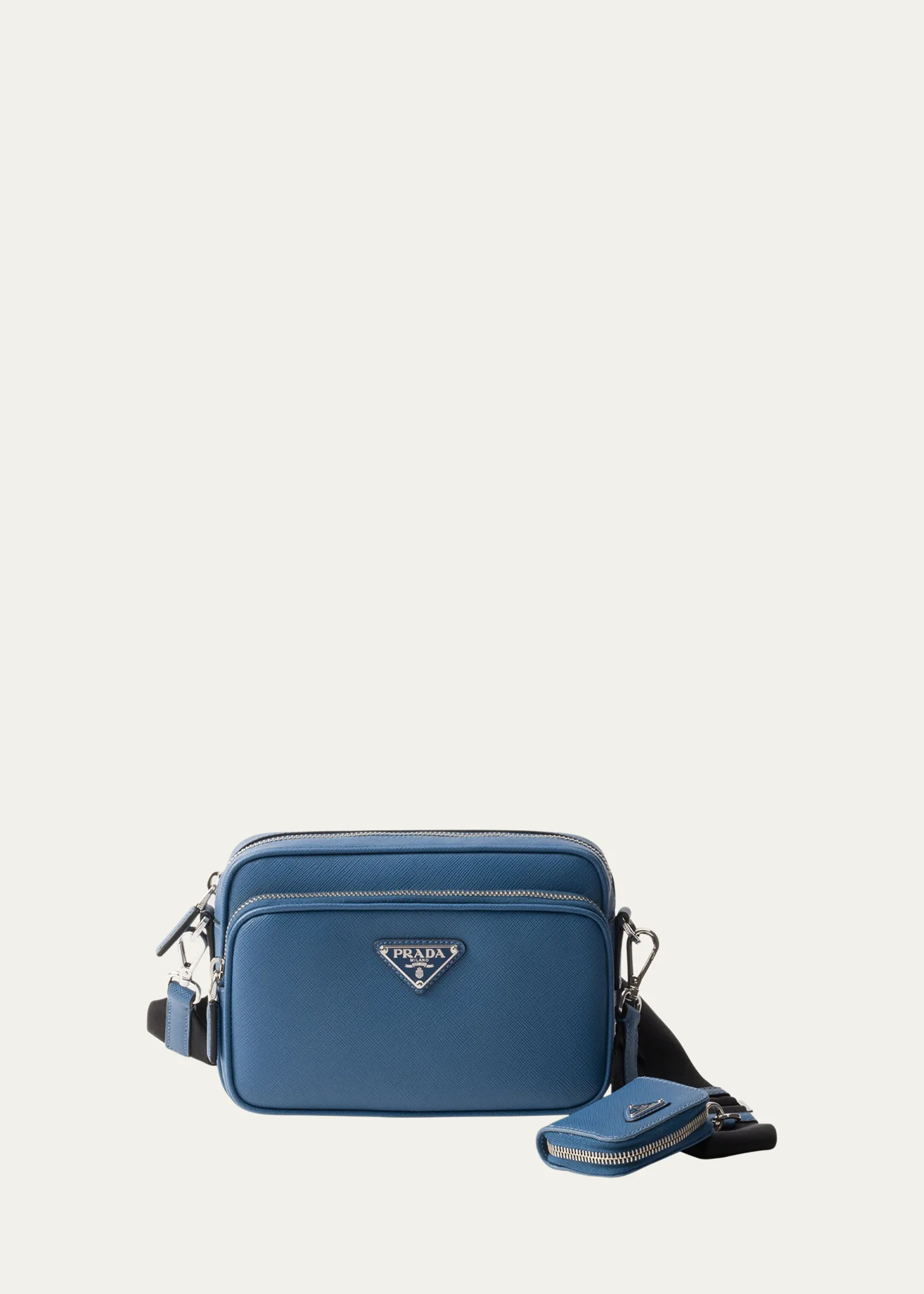 Men's Saffiano Leather Crossbody Bag with Pouch