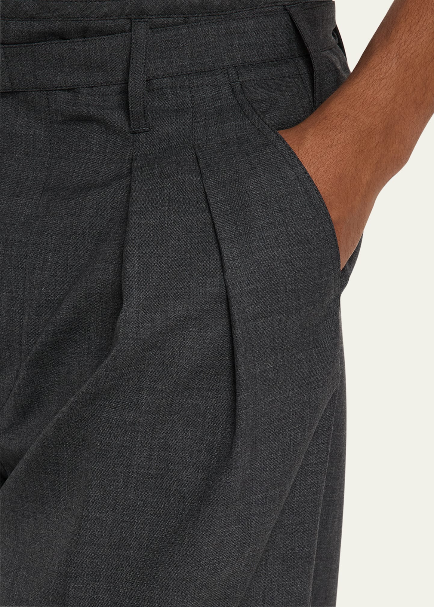 Men's Melange Belted Pleated Pants 15 Men's Melange Belted Pleated Pants