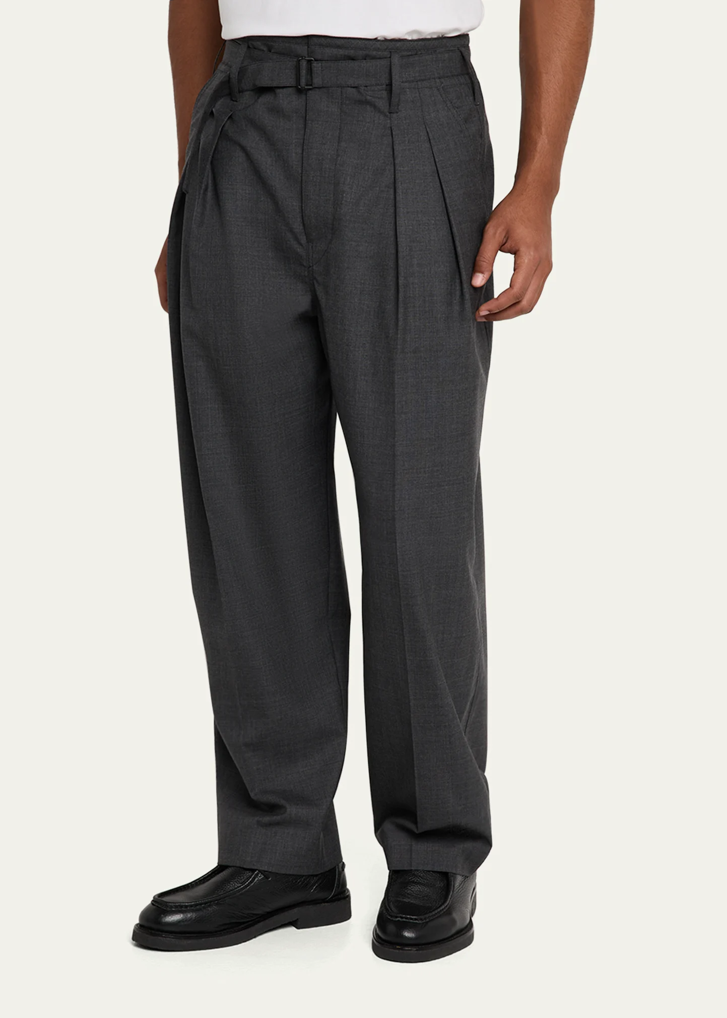 Men's Melange Belted Pleated Pants 4 Men's Melange Belted Pleated Pants