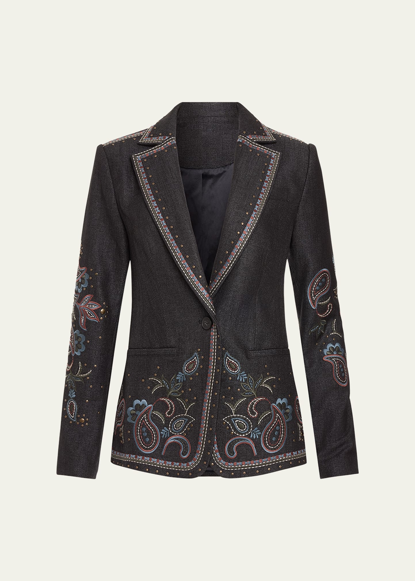 Laura Embroidered Denim Blazer