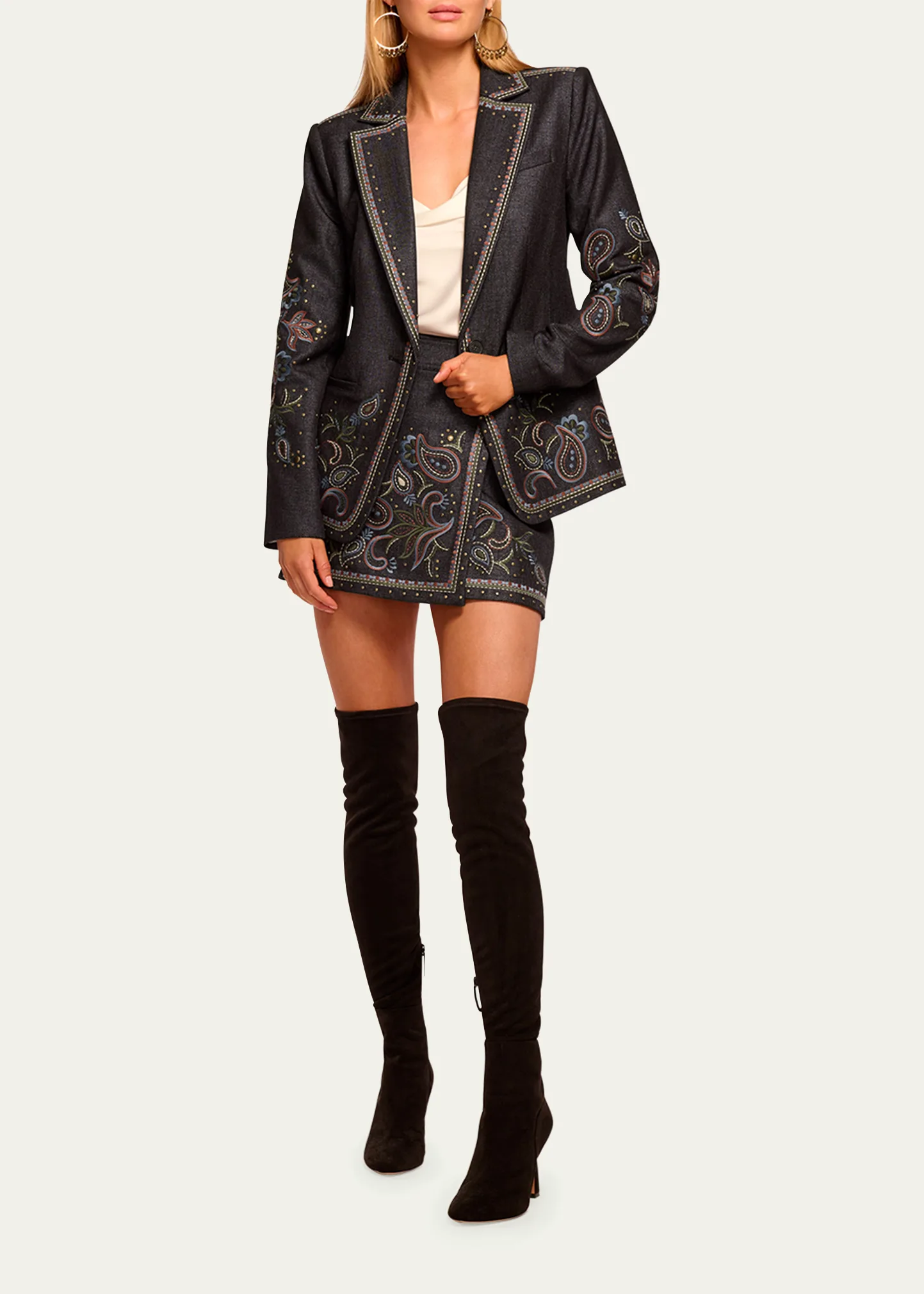 Laura Embroidered Denim Blazer