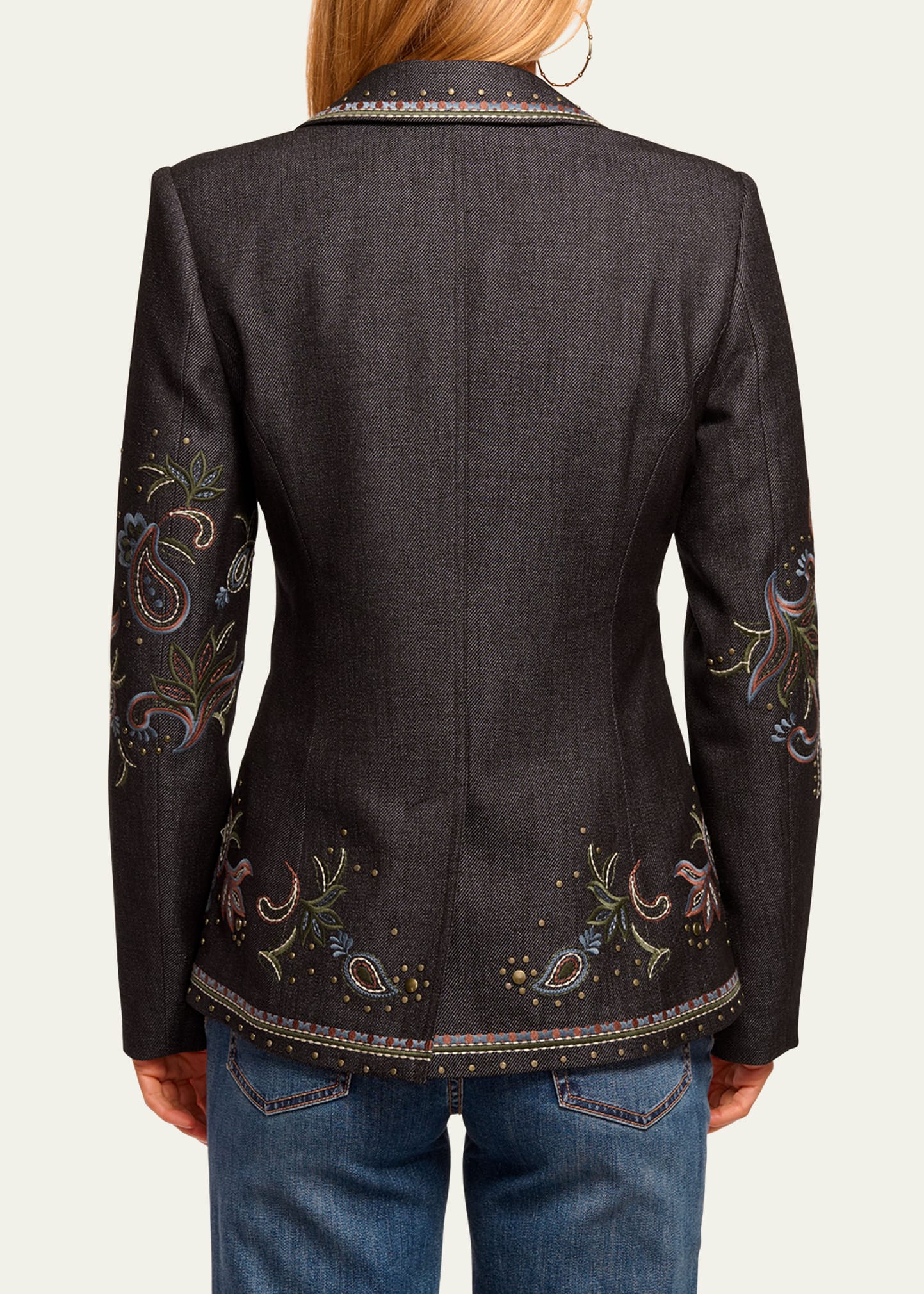 Laura Embroidered Denim Blazer