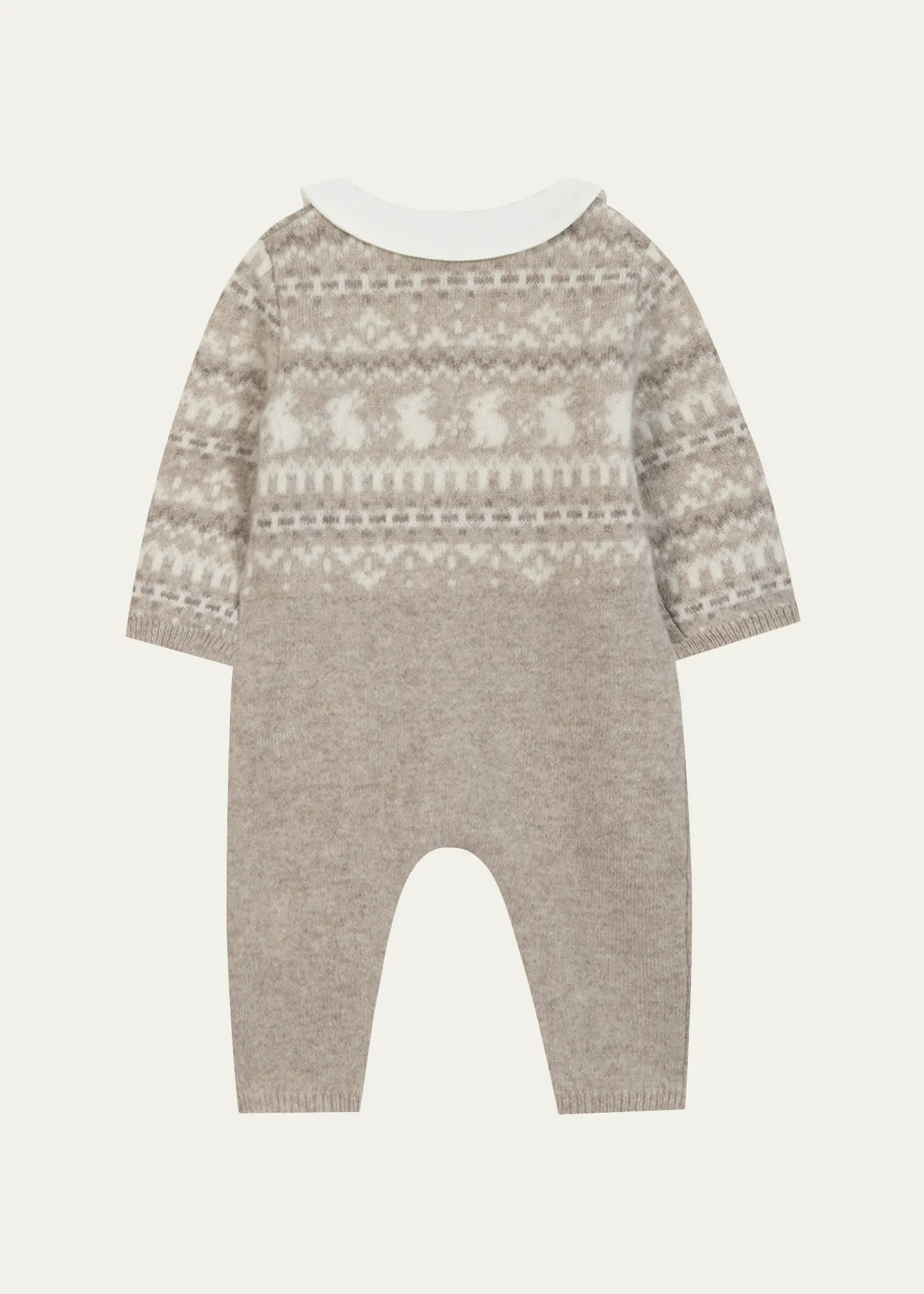 Boy's Embroidered-Collar Jacquard Jumpsuit, Size 3M-1