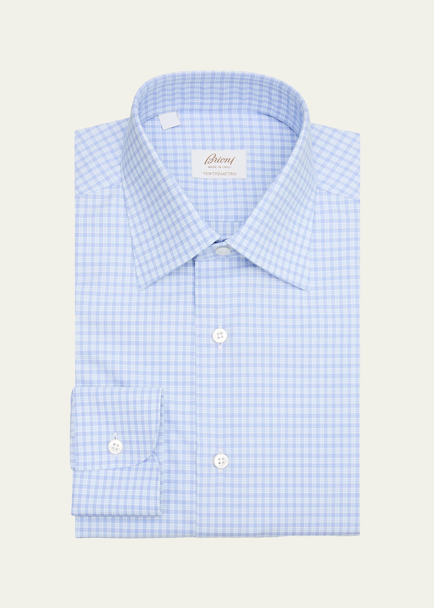 Men's Ventiquattro Cotton Micro-Plaid Dress Shirt
