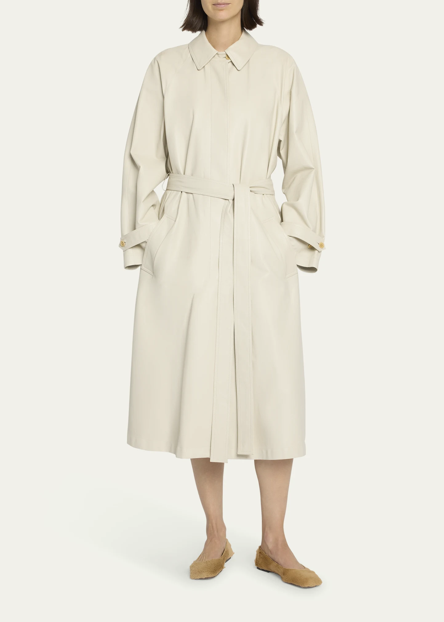 Ryota Belted Leather Trench Coat