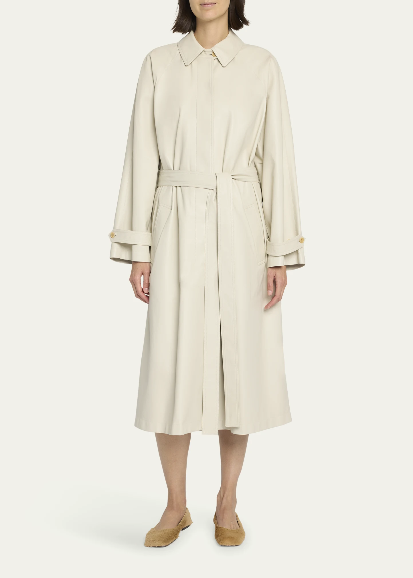 Ryota Belted Leather Trench Coat