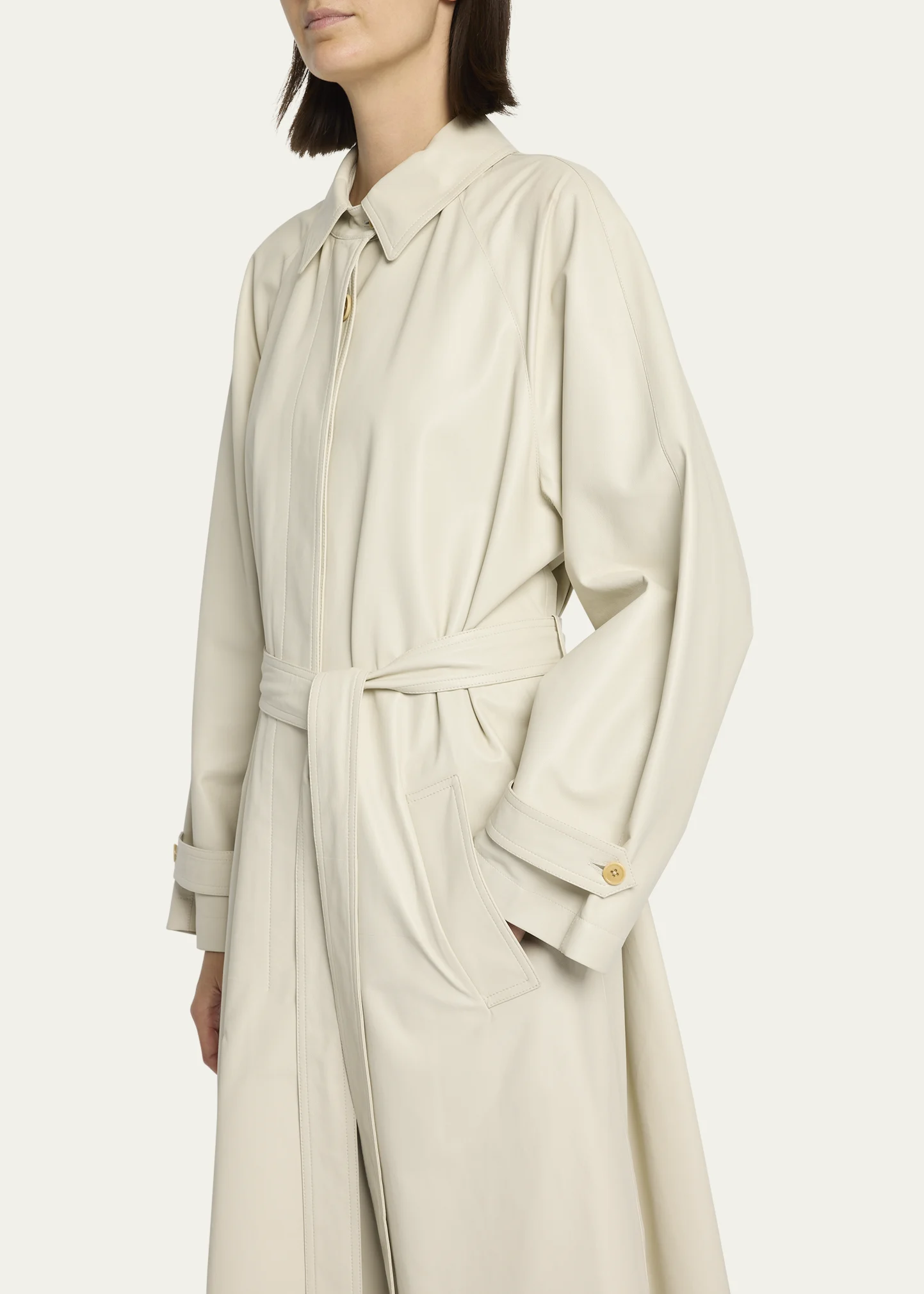 Ryota Belted Leather Trench Coat