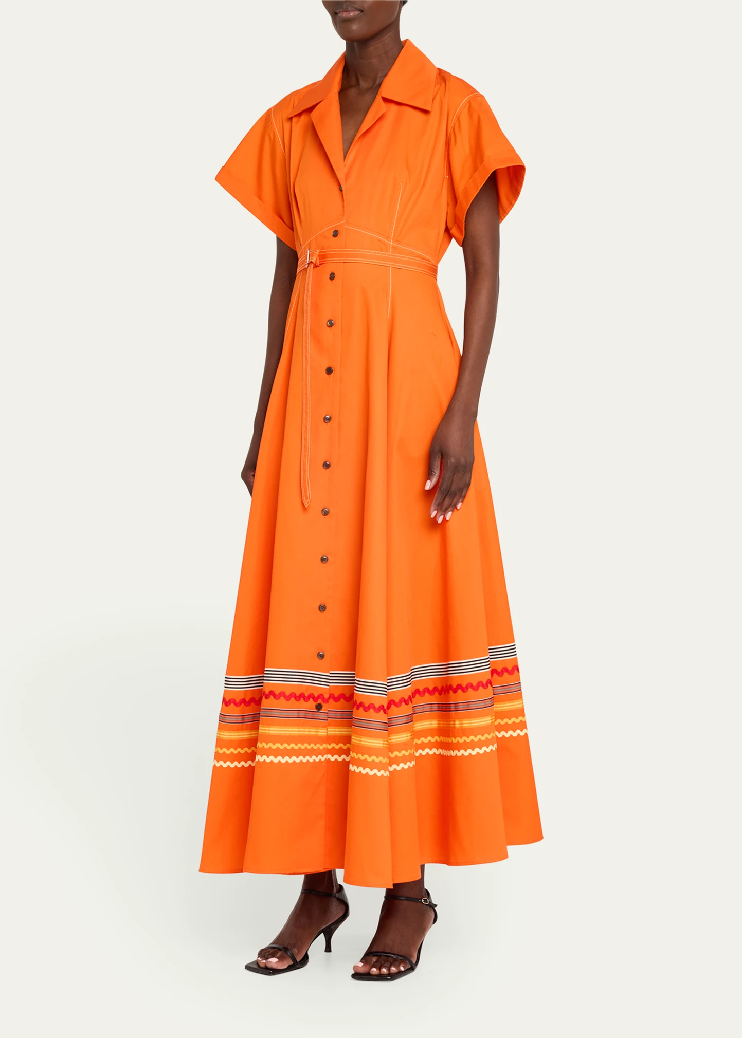 Embroidered Short Sleeve Belted Shirtdress 4 Embroidered Short Sleeve Belted Shirtdress