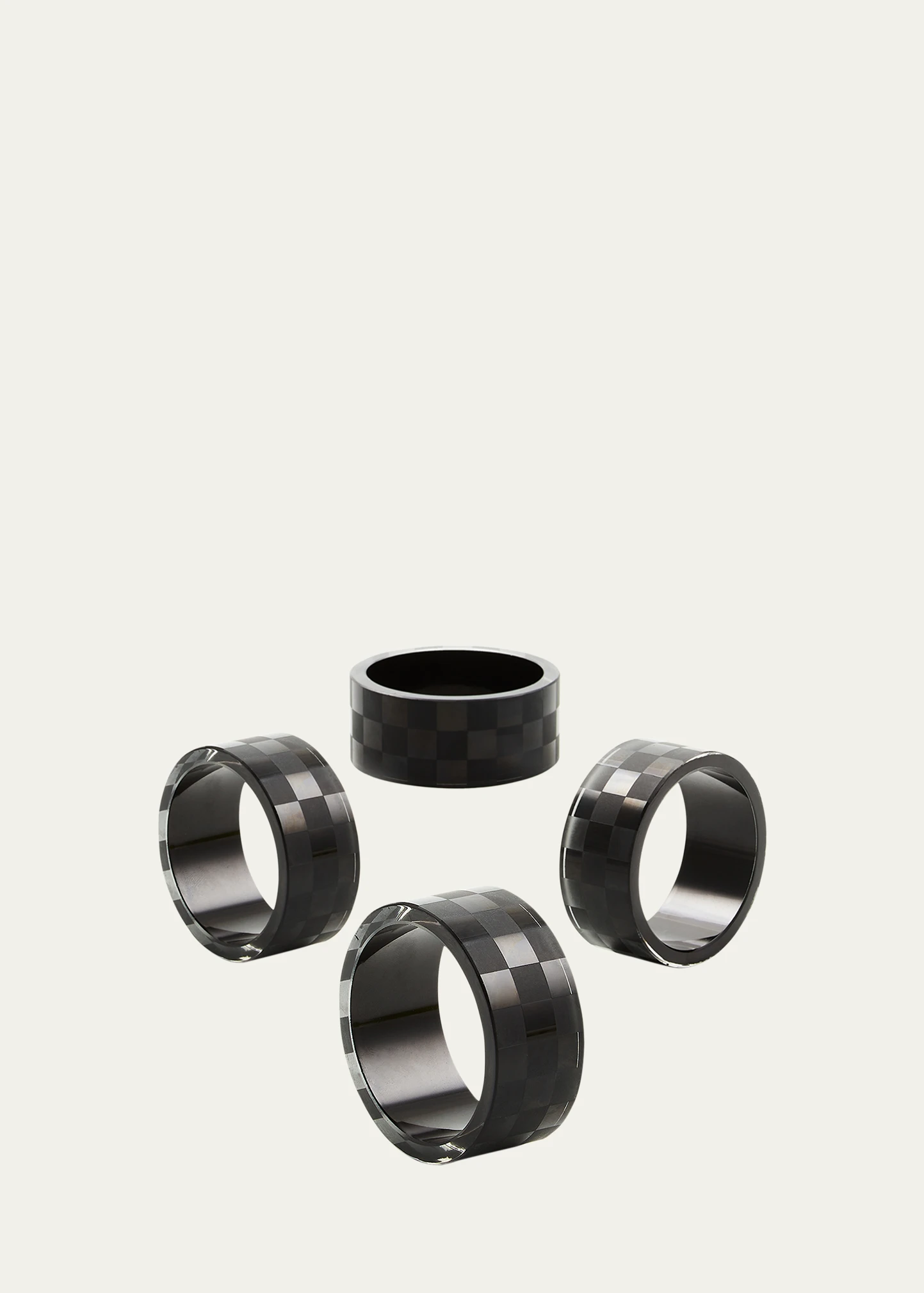 Black Check Napkin Ring, Set of 4