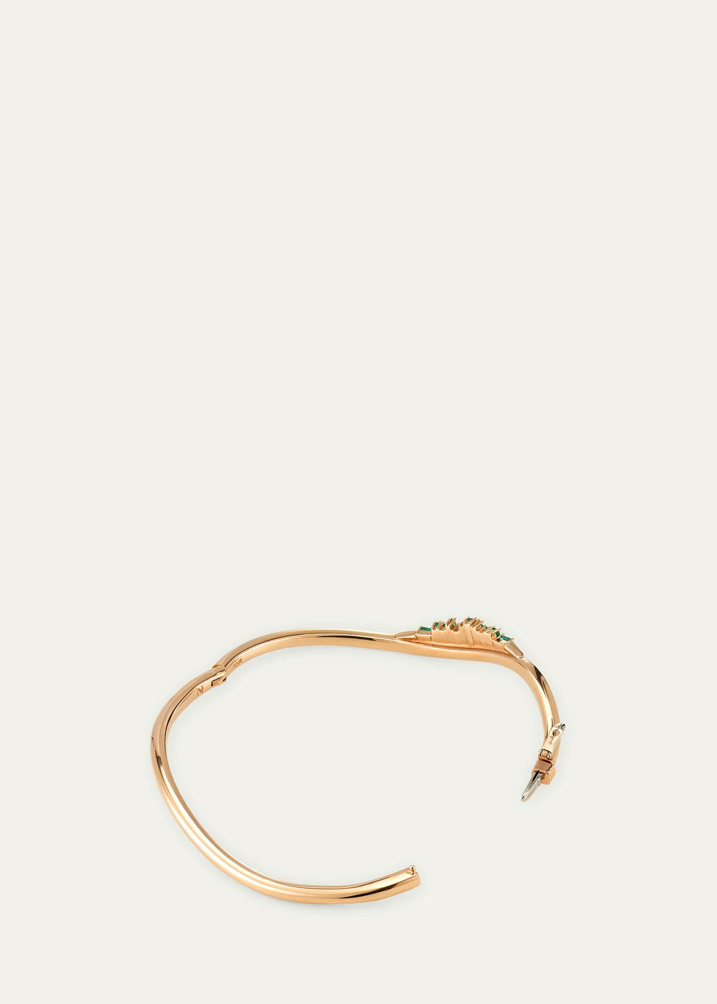 20K Rose Gold Twisted Cuff Bracelet with Emeralds