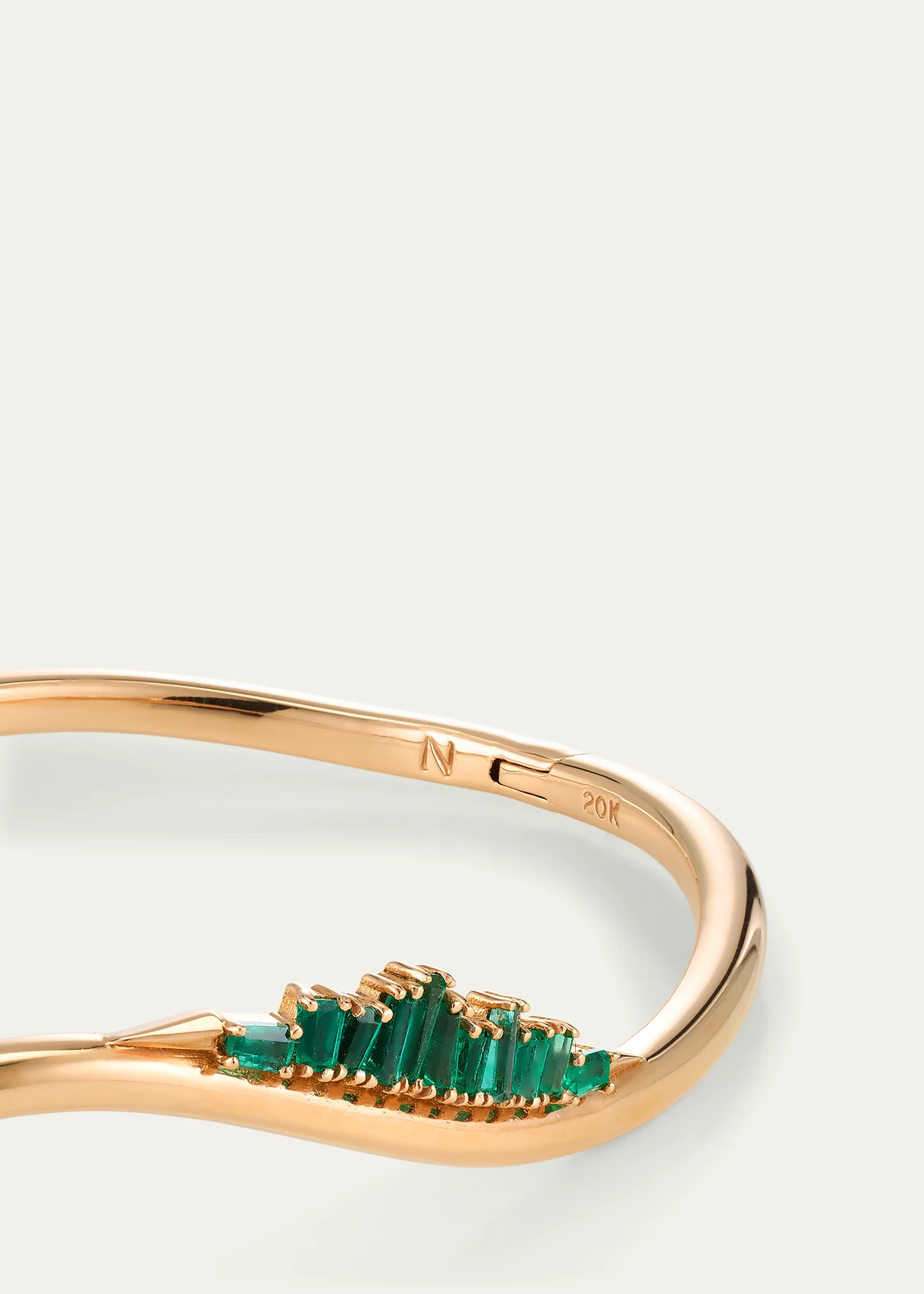 20K Rose Gold Twisted Cuff Bracelet with Emeralds