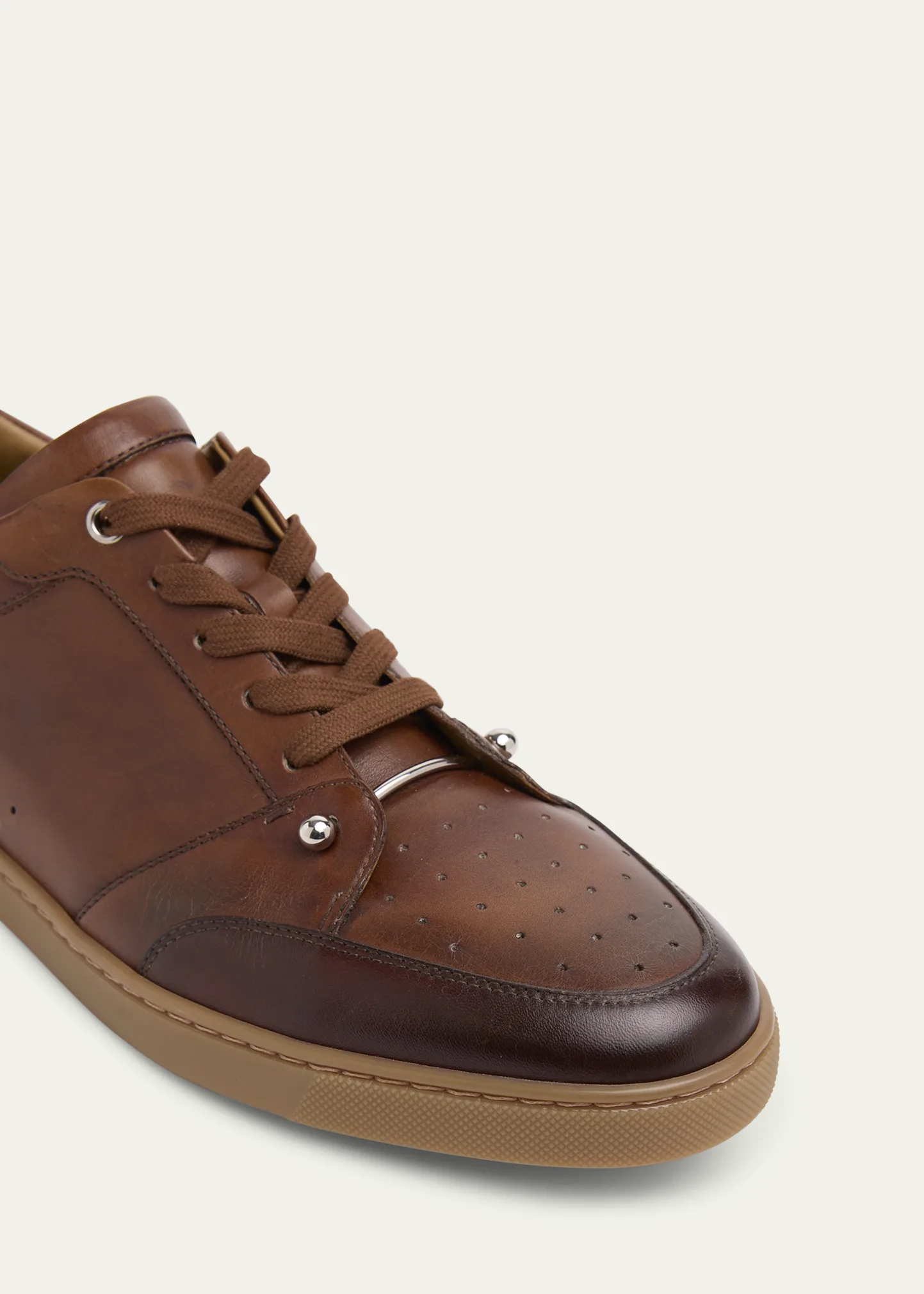 Men's Chambelisneak Collar-Pin Leather Low-Top Sneakers