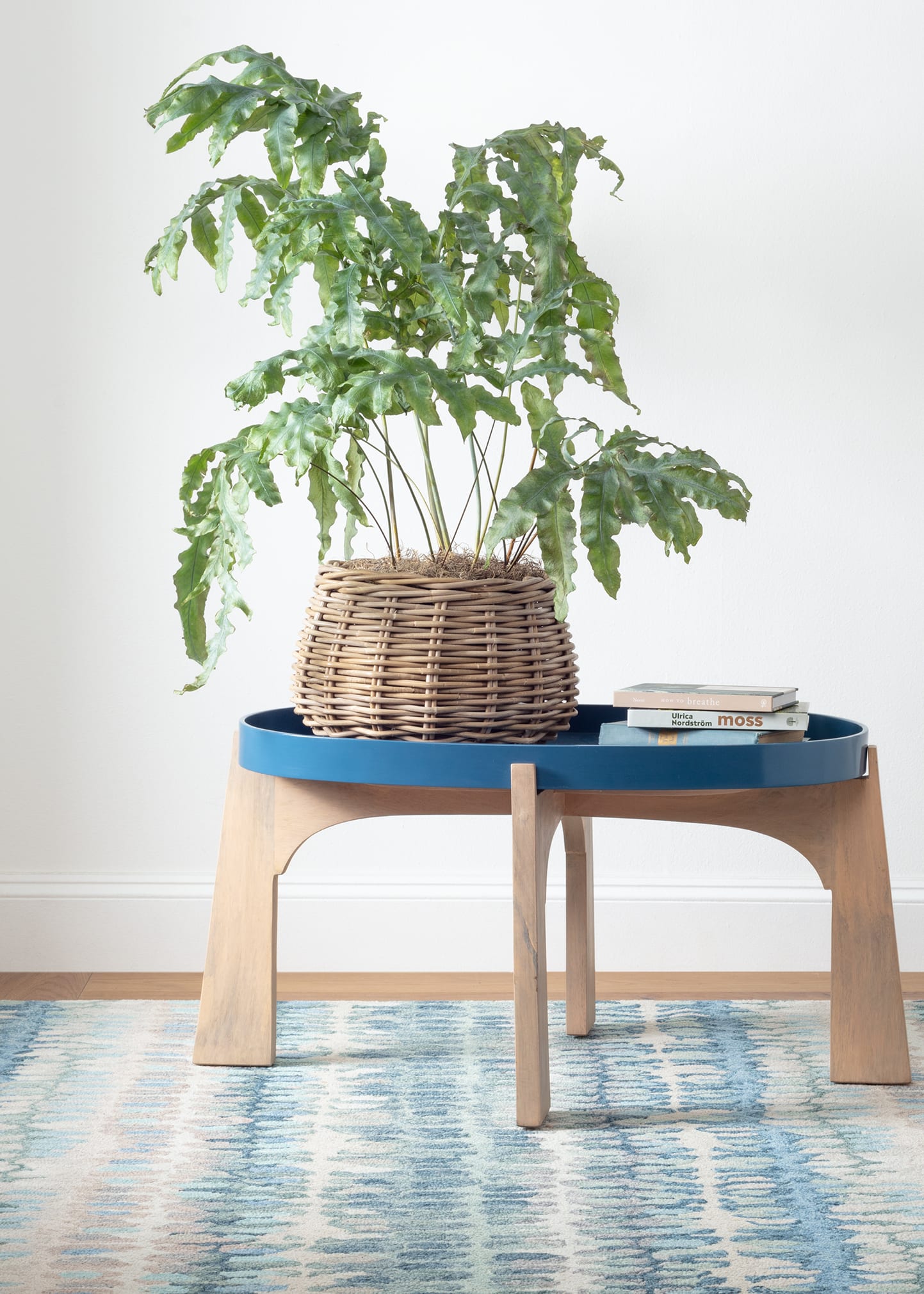 Paint Chip Blue Micro-Hooked Rug, 4' x 6'