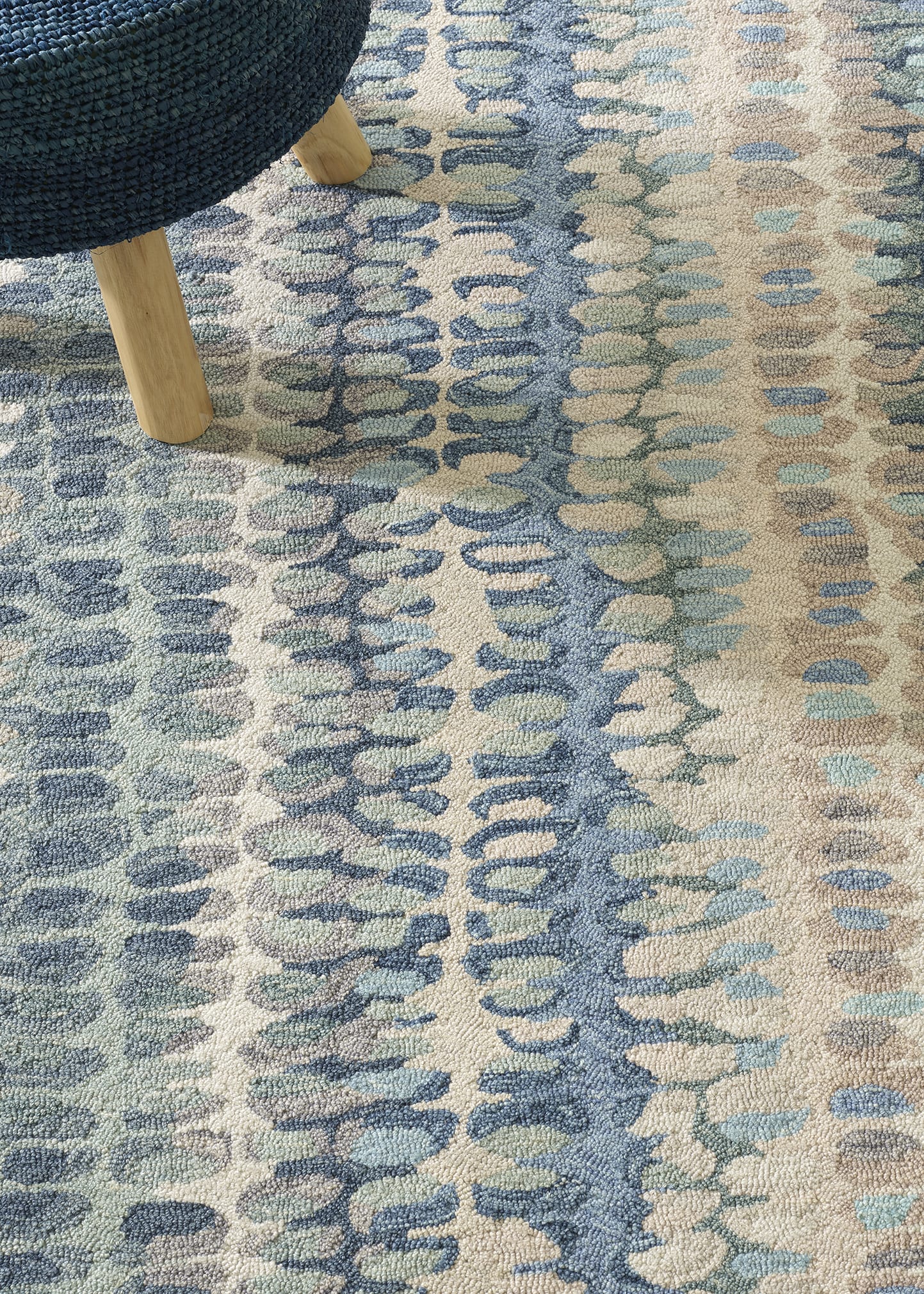 Paint Chip Blue Micro-Hooked Rug, 4' x 6'