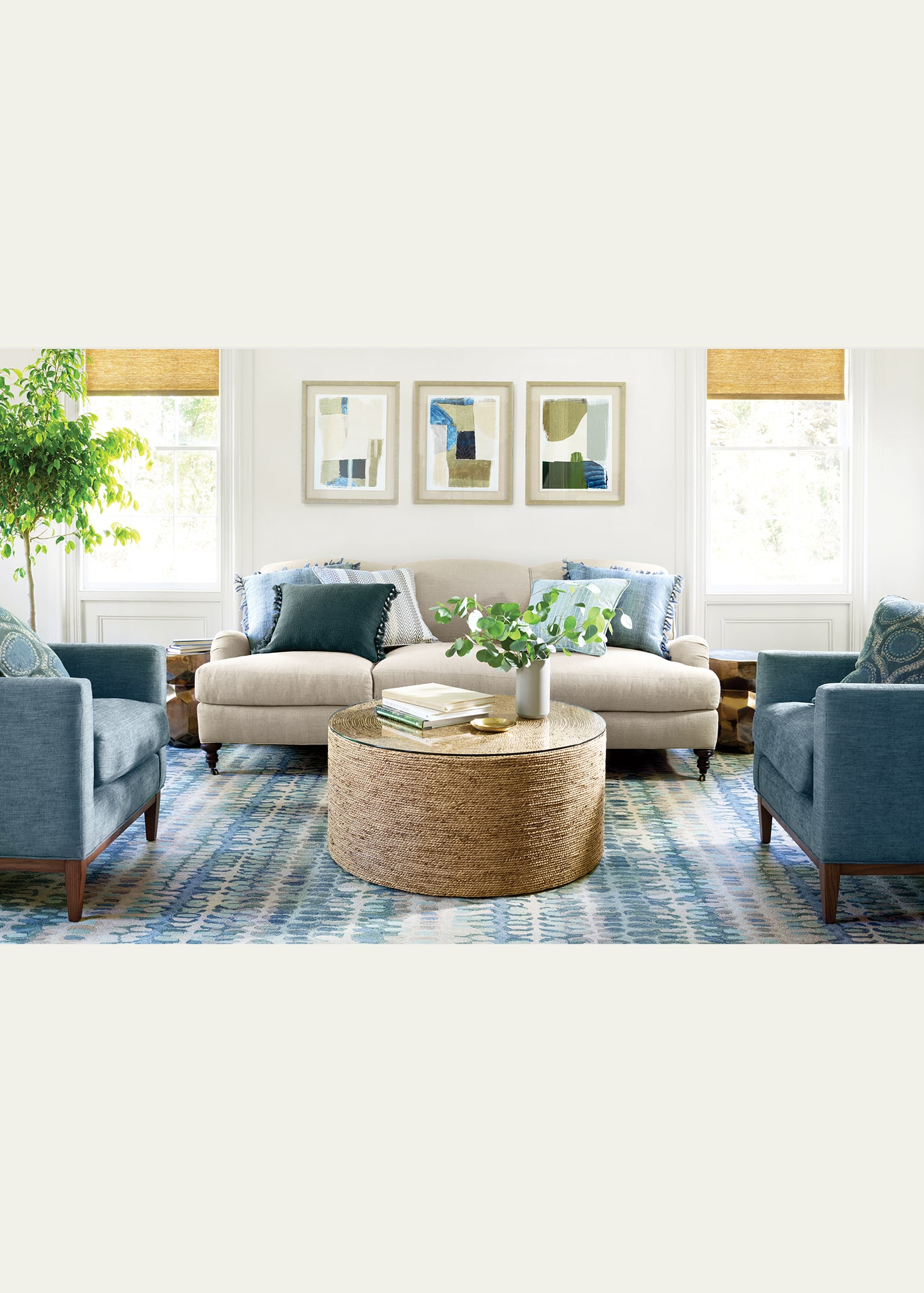 Paint Chip Blue Micro-Hooked Rug, 4' x 6'