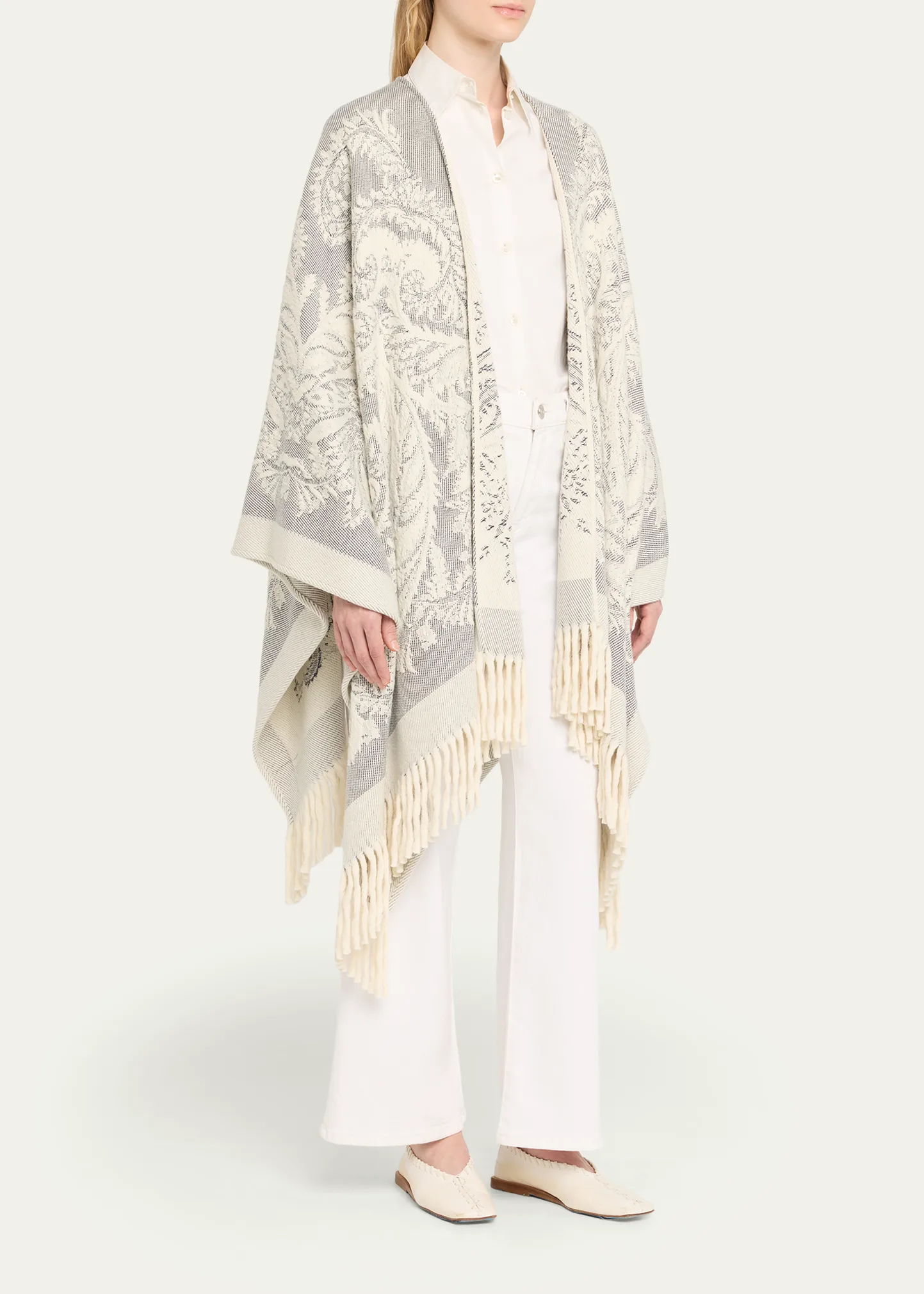 Paisley Jacquard Wool Cape